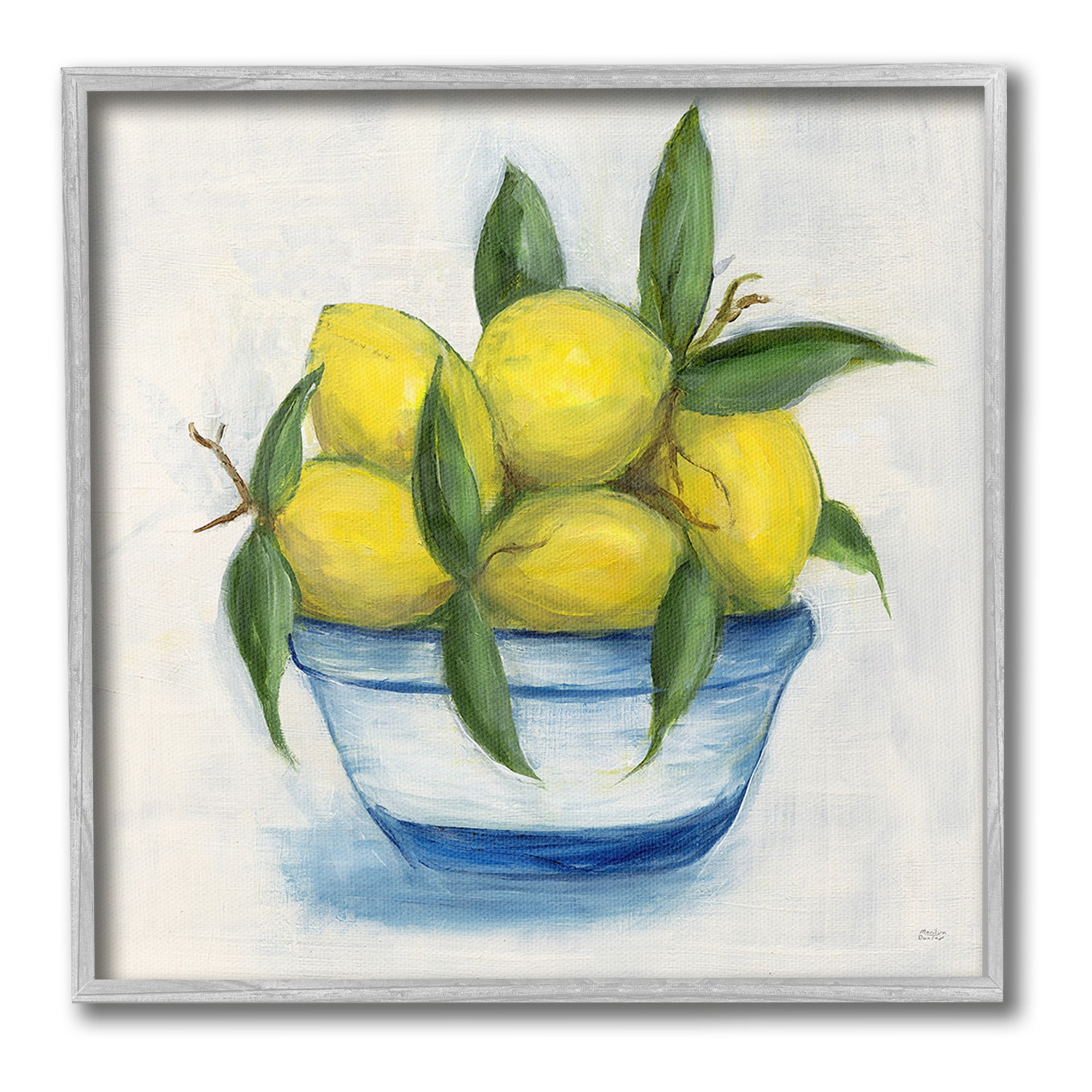 Stupell Industries Traditional Lemons Painting Food & Beverage Painting Gray Framed Art Print Wall Art, 17 x 17