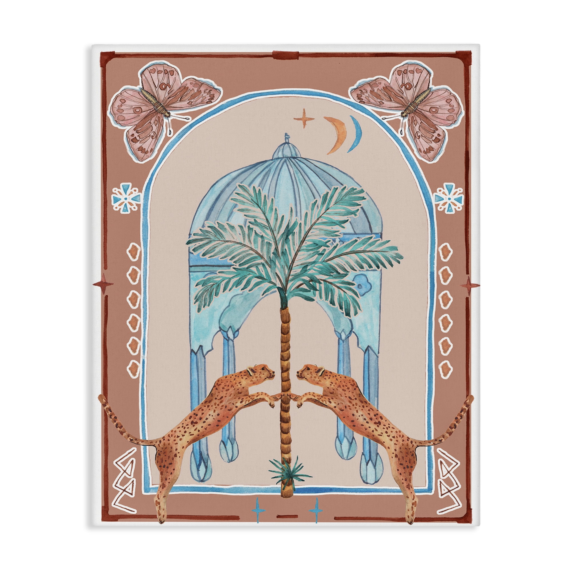 Stupell Industries Traditional Leopards & Palm Tree Animals & Insects Painting Gallery Wrapped Canvas Art Print Wall Art, 24 x 30