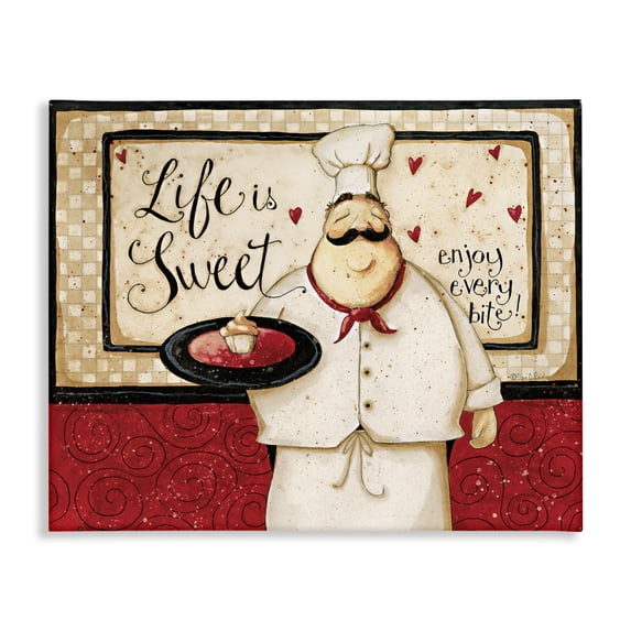 Stupell Industries Traditional Life Is Sweet Enjoy Every Bite Phrase Canvas Art, 48 x 36, by Dan DiPaolo