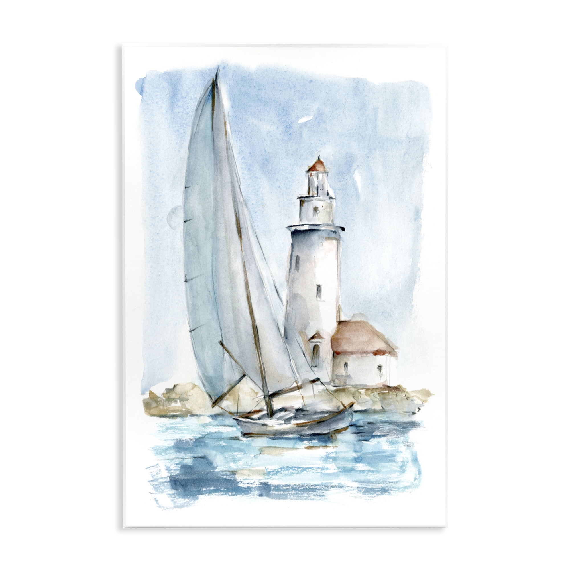 Stupell Industries Traditional Lighthouse Tower Beacon Sea Sail Boat ...