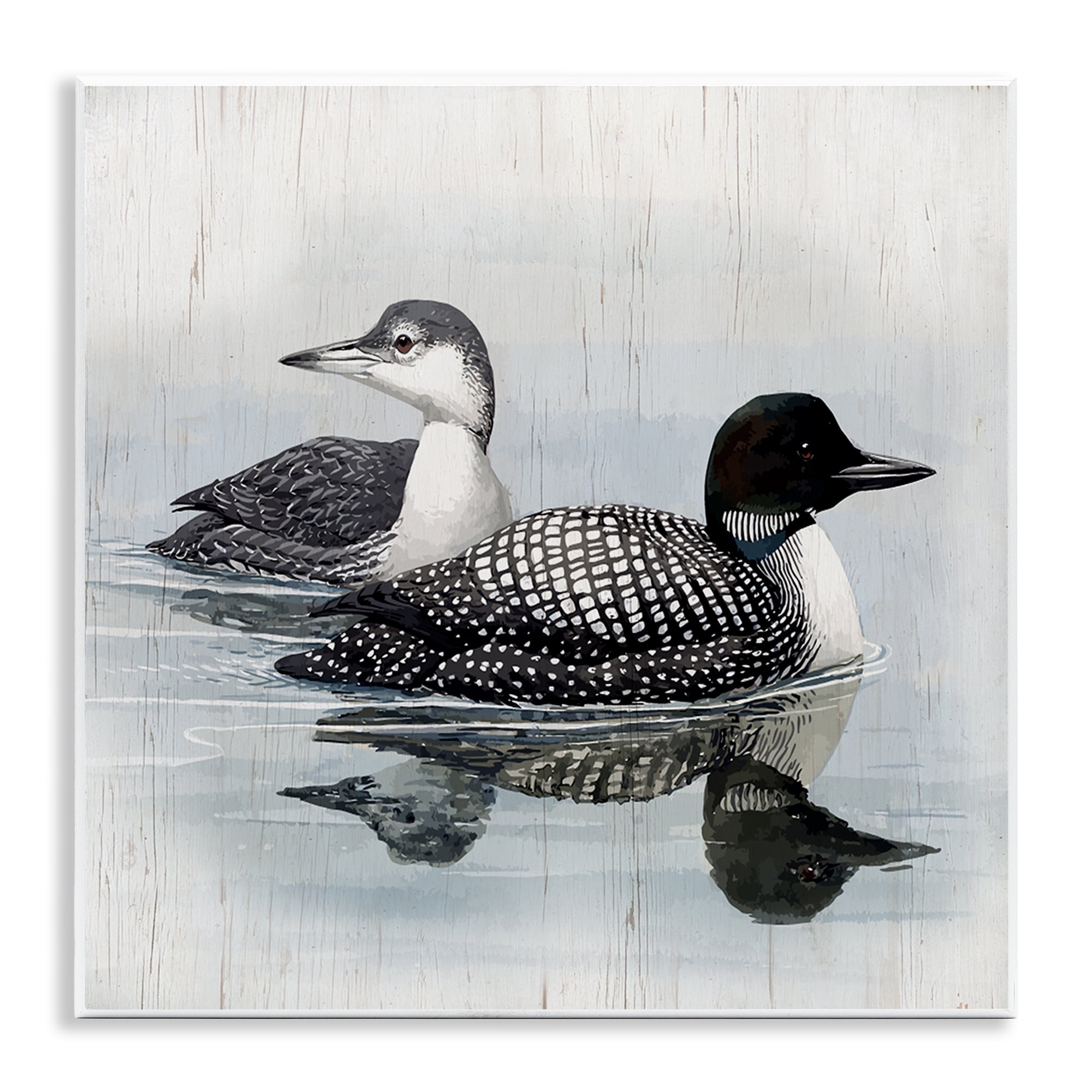Stupell Industries Traditional Loons Wading Animals Painting Unframed Art Print Wall Art, 12 x 12