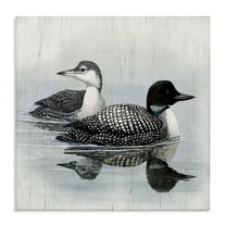 Stupell Industries Traditional Loons Wading Animals Painting Wrapped Canvas Art Print Wall Art, 17 x 17