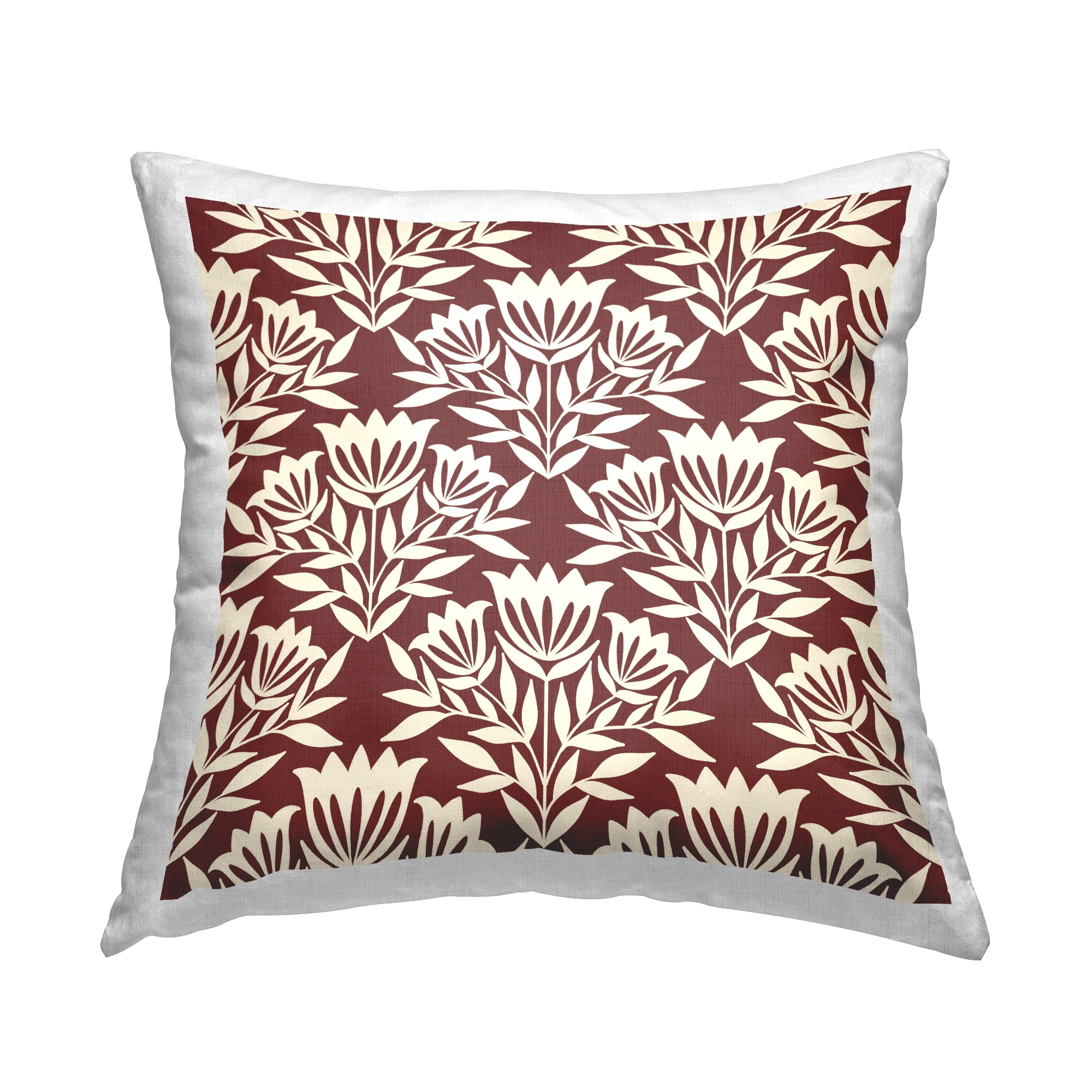 Stupell Industries Traditional Maroon Flower Arrangement Cream Pattern Design by Taylor Shannon Designs Throw Pillow