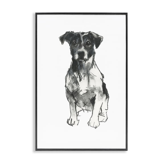 Stupell Industries Traditional Minimal Dog Drawing Black Framed Giclee Art, 12 x 18, by cartissi
