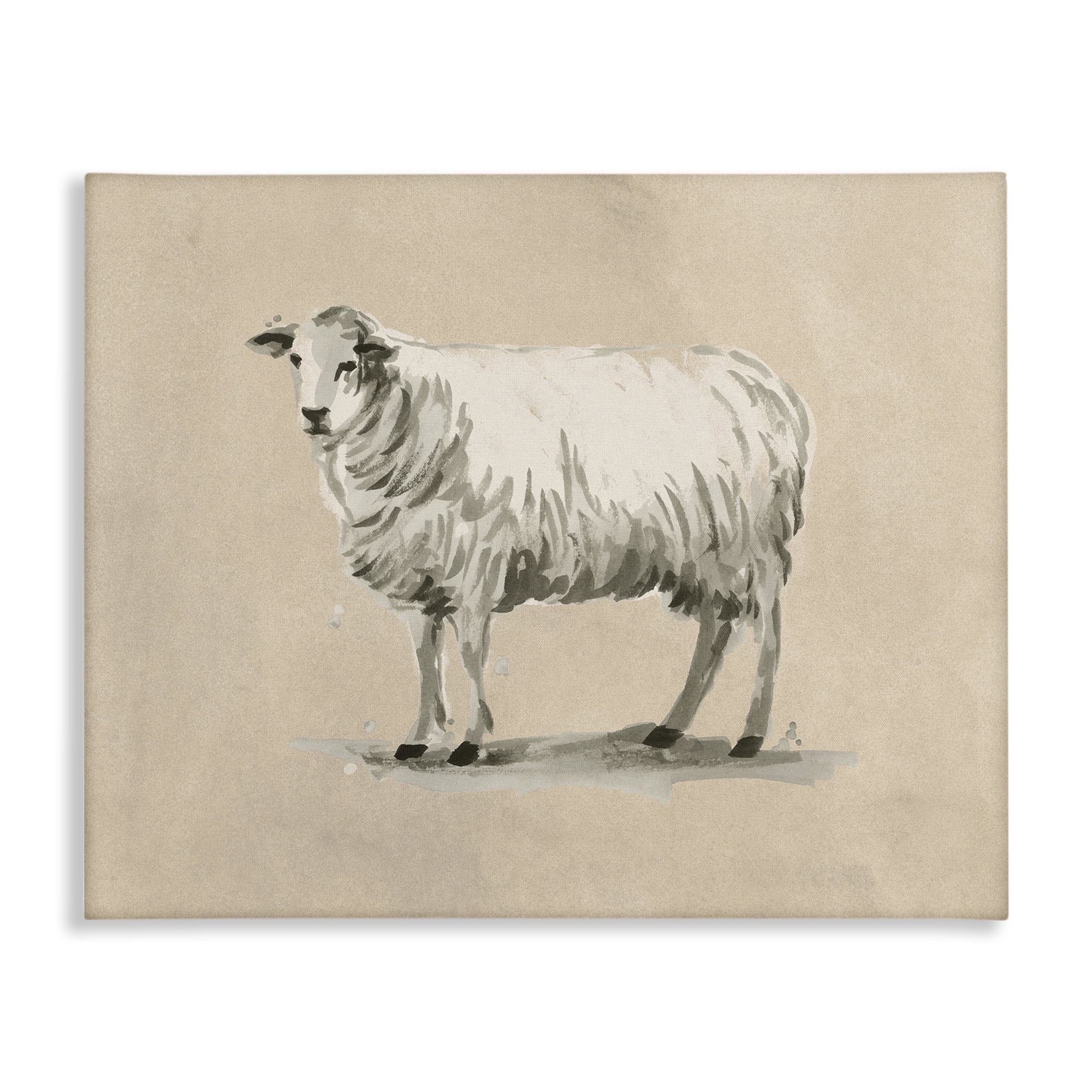 Stupell Industries Traditional Minimal Sheep Animals & Insects Painting Gallery Wrapped Canvas Art Print Wall Art, 30 x 24