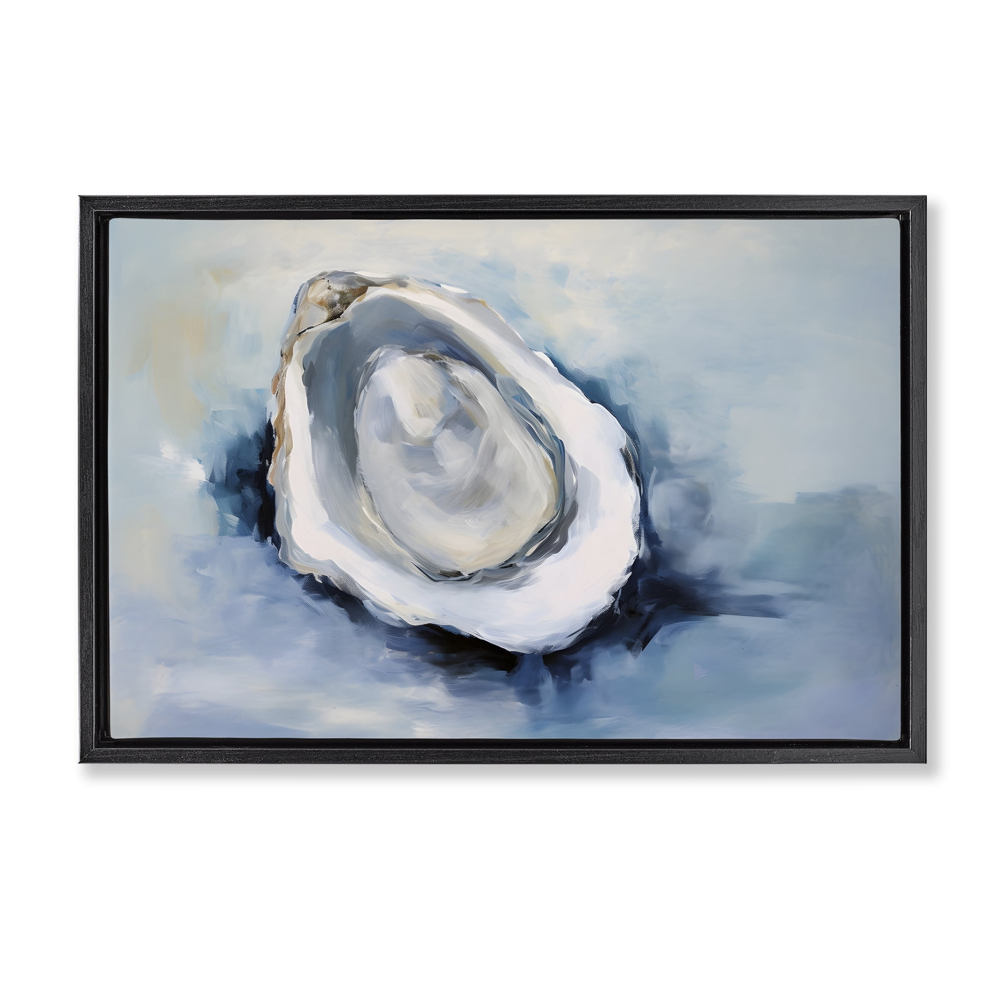 Stupell Industries Traditional Mollusk View Nautical & Beach Painting Black Floater Framed Canvas Art Print Wall Art, 31 x 21