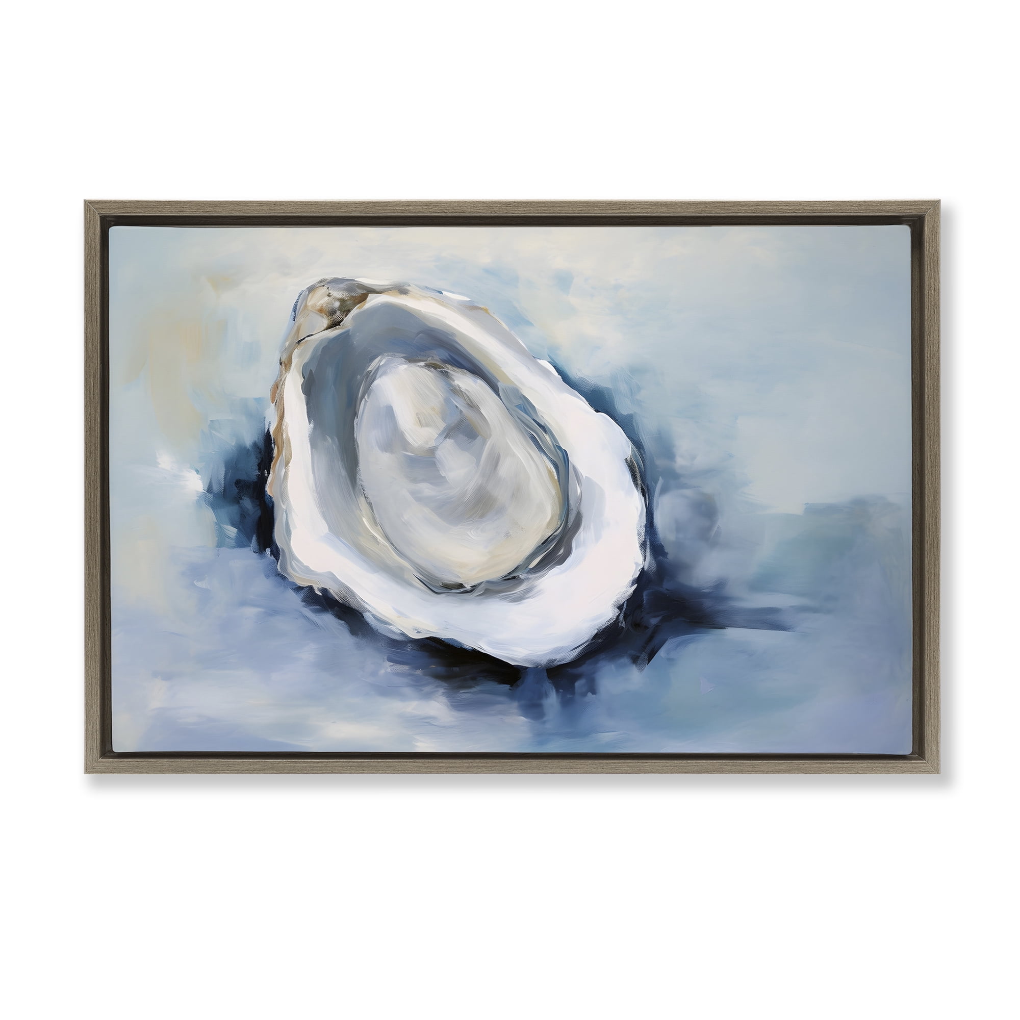 Stupell Industries Traditional Mollusk View Nautical & Beach Painting Brown Floater Framed Canvas Art Print Wall Art, 31 x 21