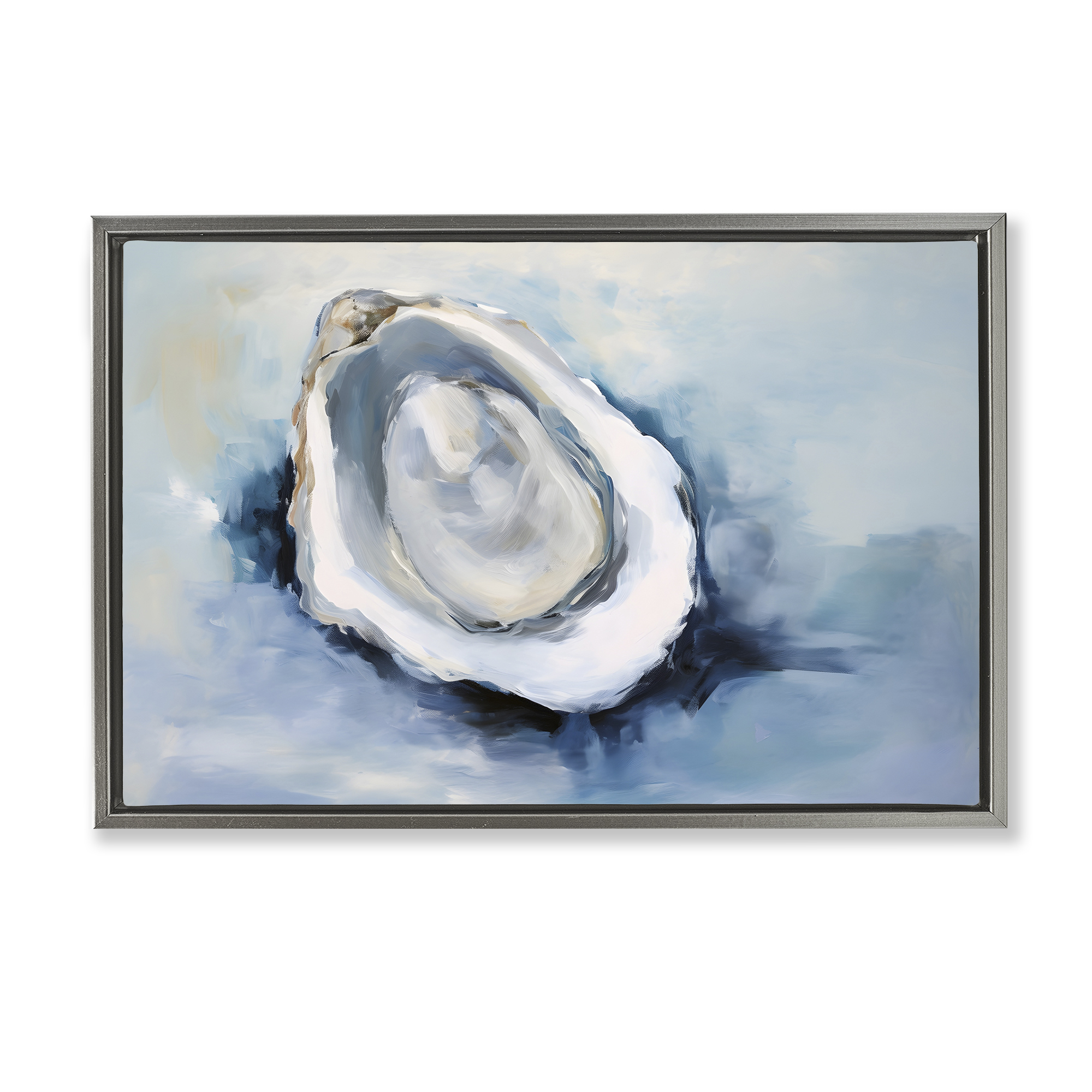 Stupell Industries Traditional Mollusk View Nautical & Beach Painting Gray Floater Framed Canvas Art Print Wall Art, 31 x 21