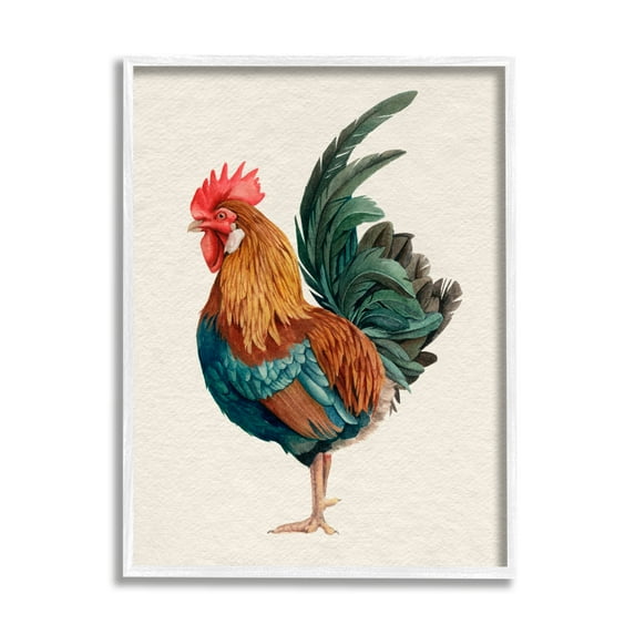 Stupell Industries Traditional Morning Rooster Illustration Elegant Bird Feathers, 16 x 20, Design by Grace Popp 
