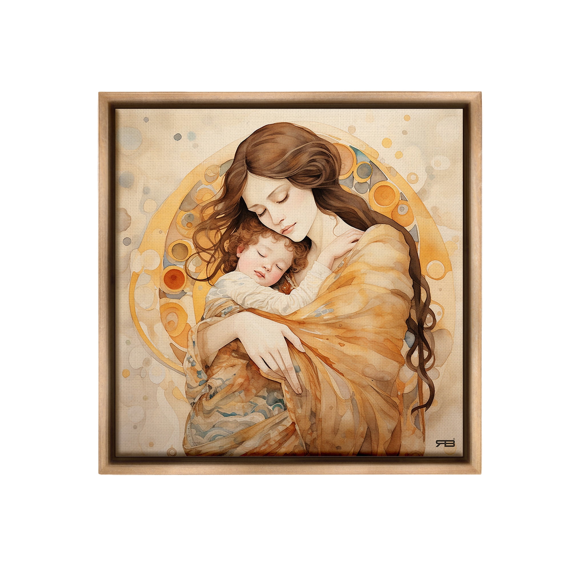 Stupell Industries Traditional Mother & Child Abstract Painting Brown Floater Framed Canvas Art Print Wall Art, 18 x 18