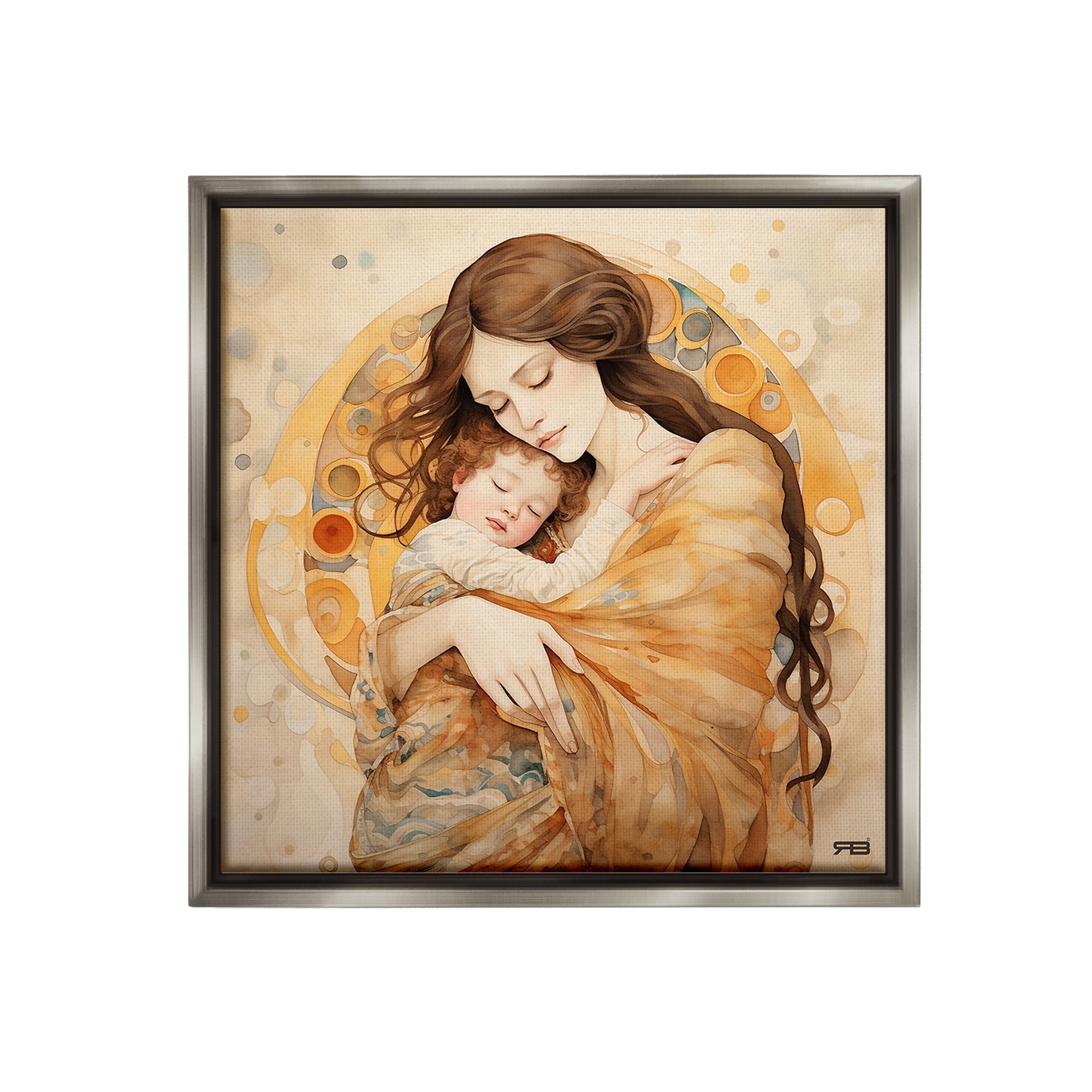 Stupell Industries Traditional Mother & Child Abstract Painting Gray Floater Framed Canvas Art Print Wall Art, 18 x 18