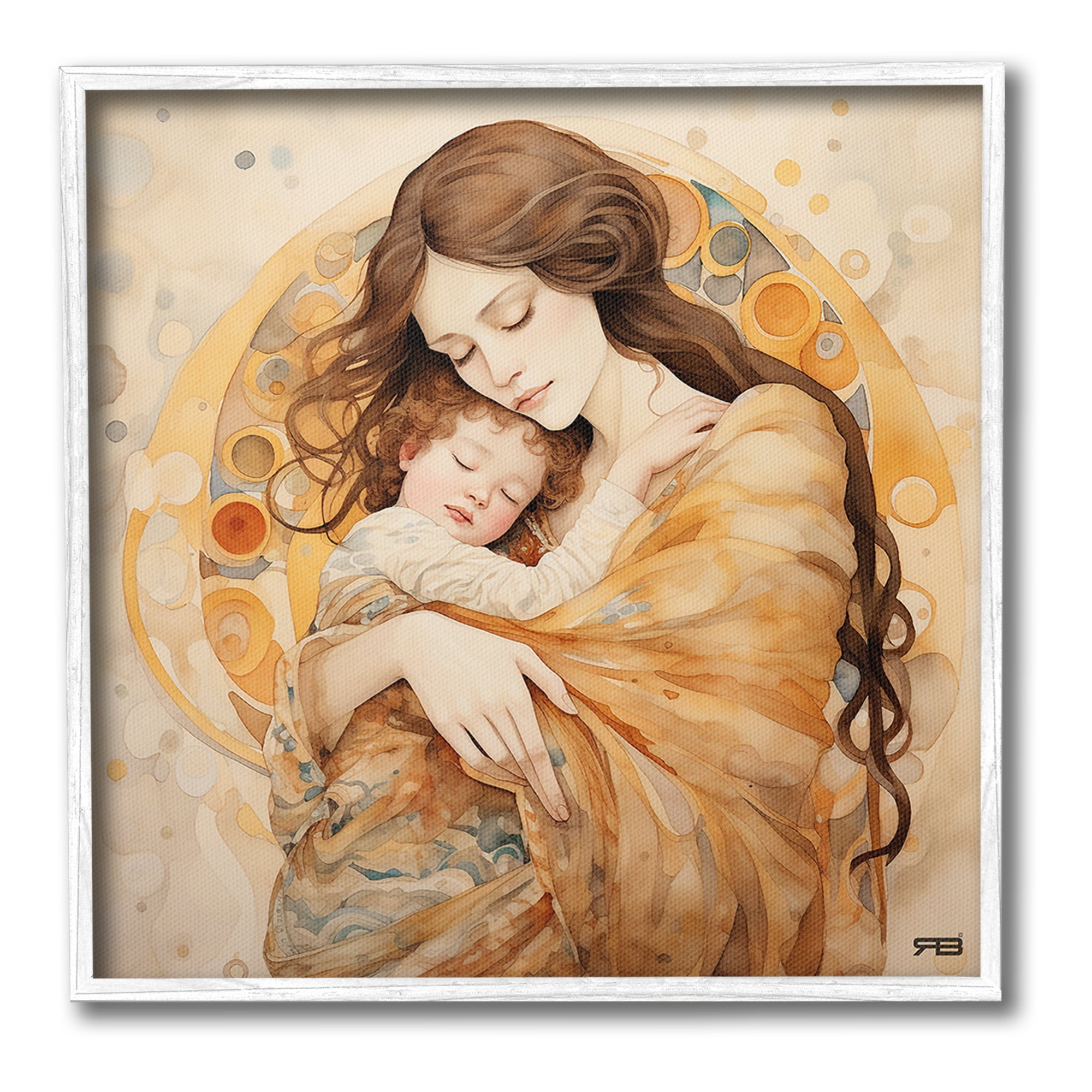 Stupell Industries Traditional Mother & Child Abstract Painting White Framed Art Print Wall Art, 24 x 24