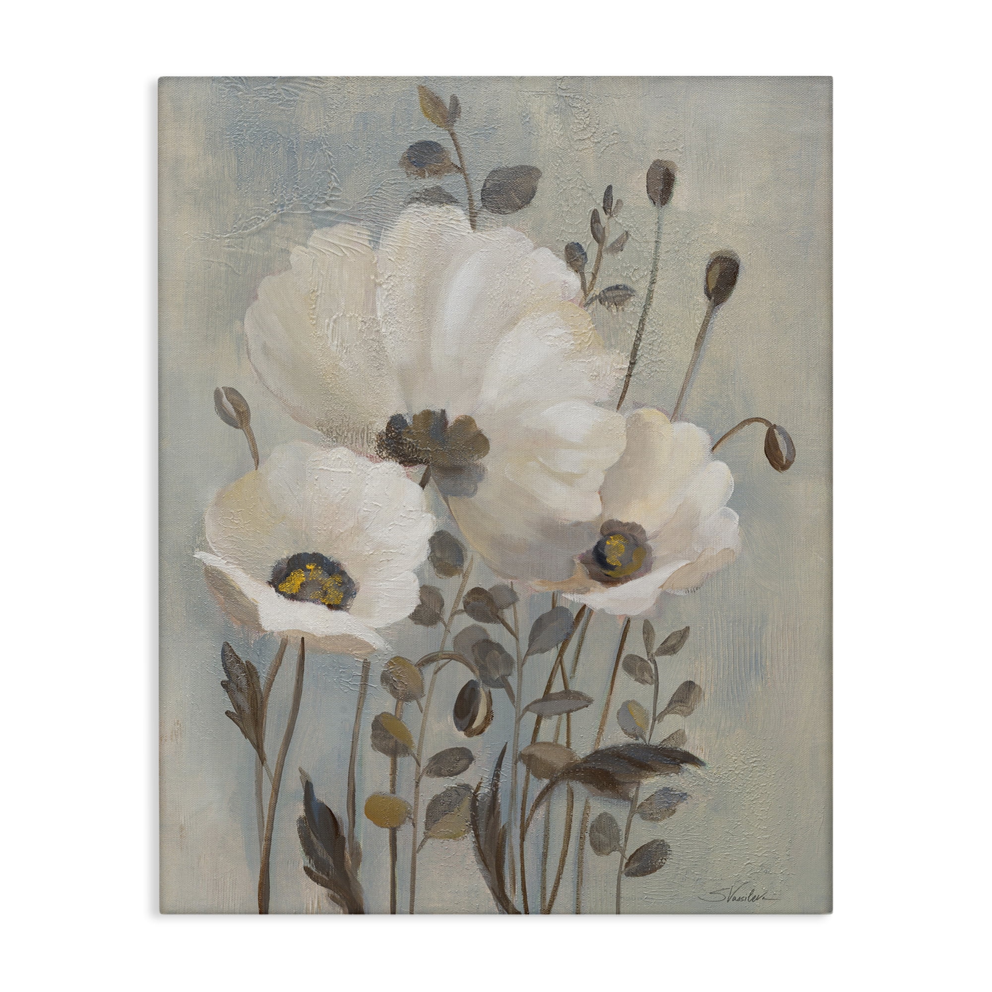 Stupell Industries Traditional Neutral Poppies Botanical & Floral Painting Gallery Wrapped Canvas Art Print Wall Art, 36 x 48