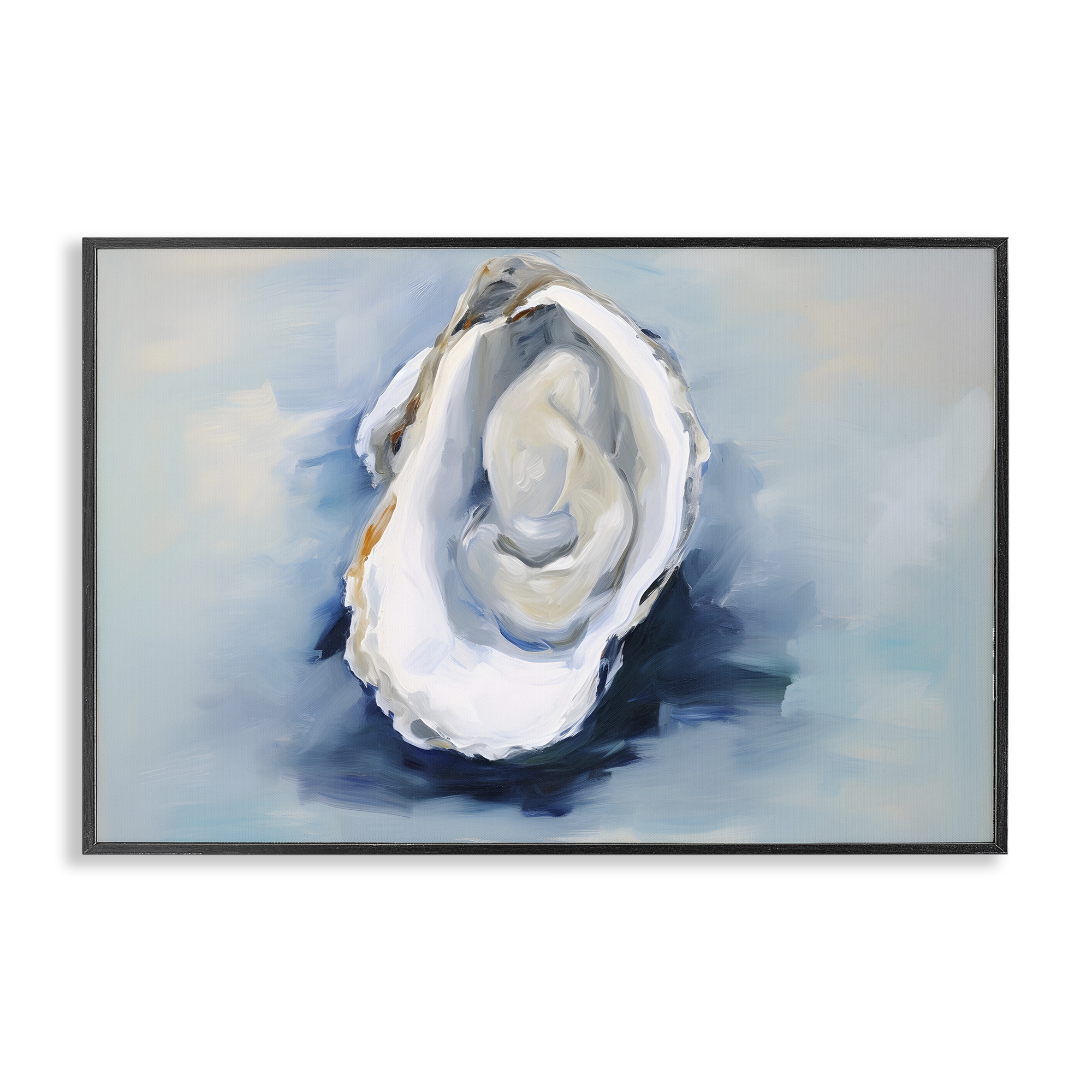 Stupell Industries Traditional Oyster View Nautical & Beach Painting Black Framed Art Print Wall Art, 18 x 12