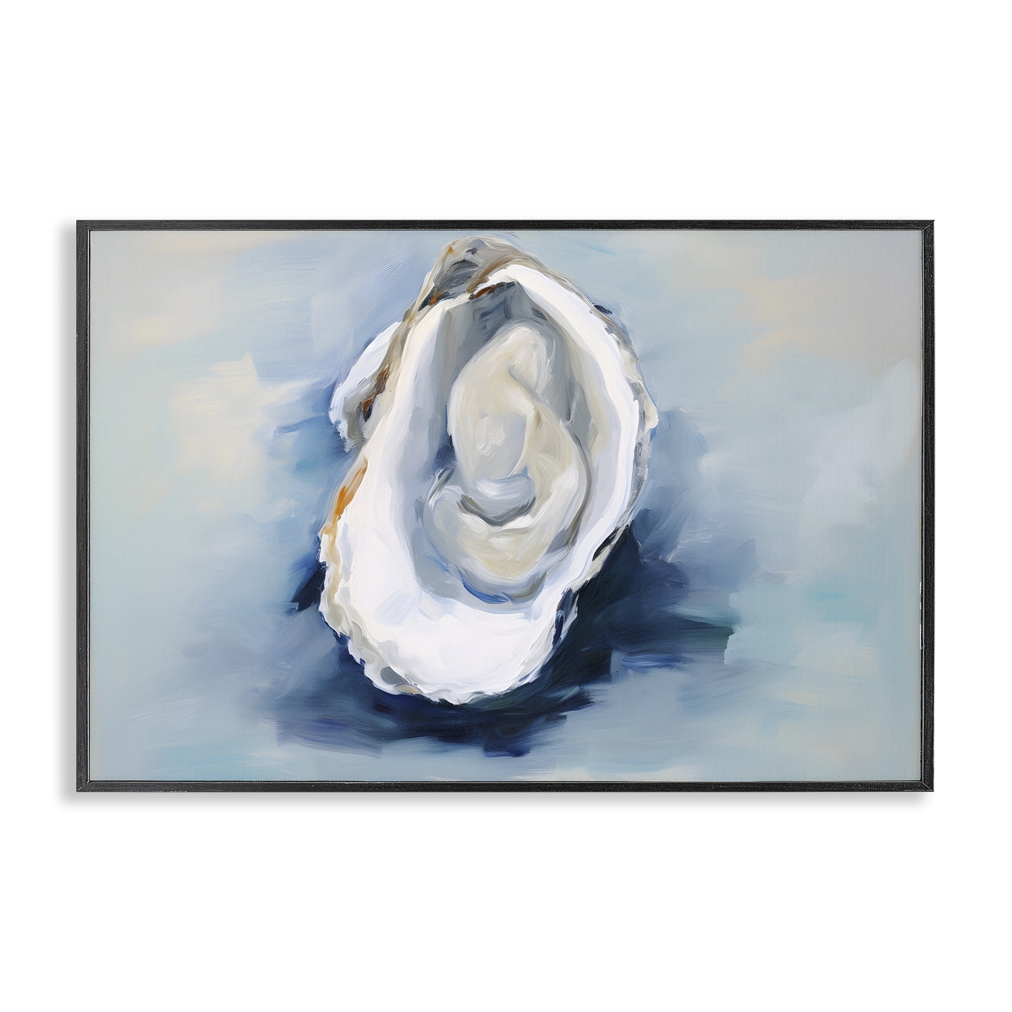 Stupell Industries Traditional Oyster View Nautical & Beach Painting Black Framed Art Print Wall Art, 24 x 16