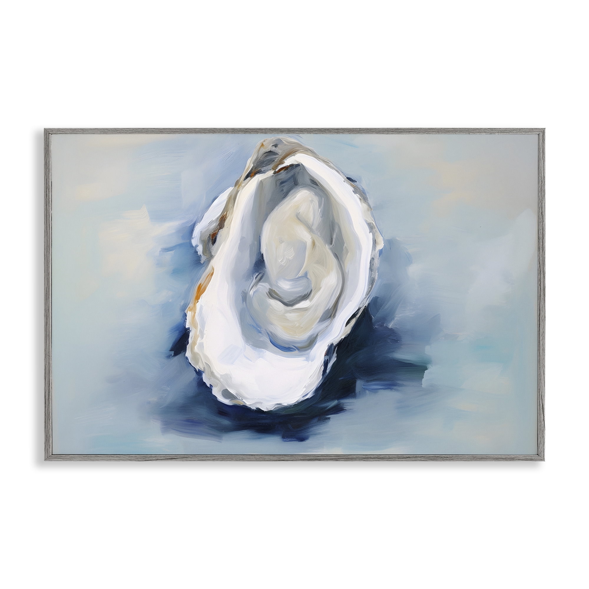 Stupell Industries Traditional Oyster View Nautical & Beach Painting Gray Framed Art Print Wall Art, 24 x 16