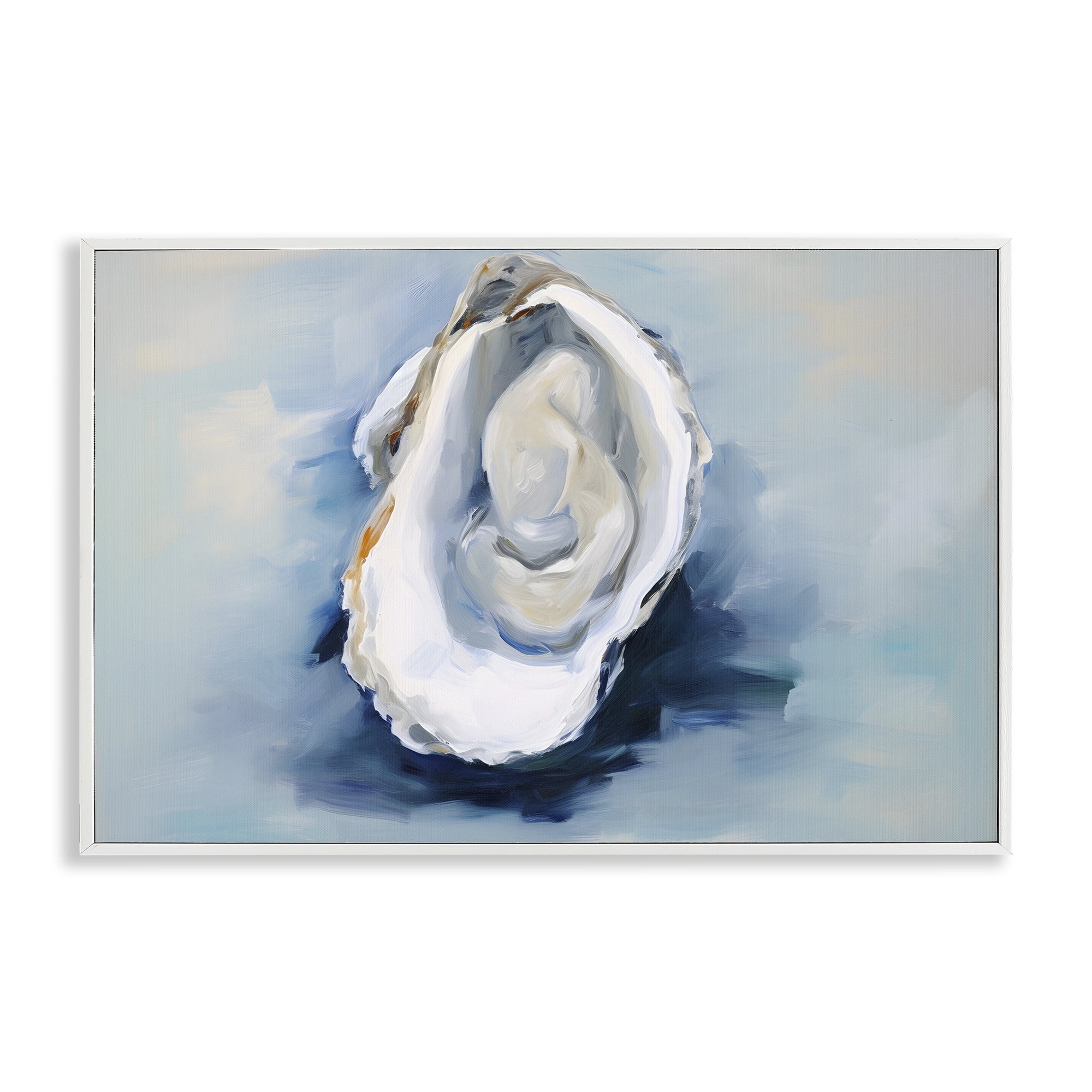 Stupell Industries Traditional Oyster View Nautical & Beach Painting White Framed Art Print Wall Art, 18 x 12