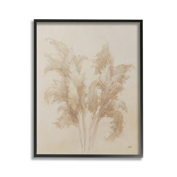 Stupell Industries Traditional Pampas Grass Botanical & Floral Painting Black Framed Art Print Wall Art, 16 x 20