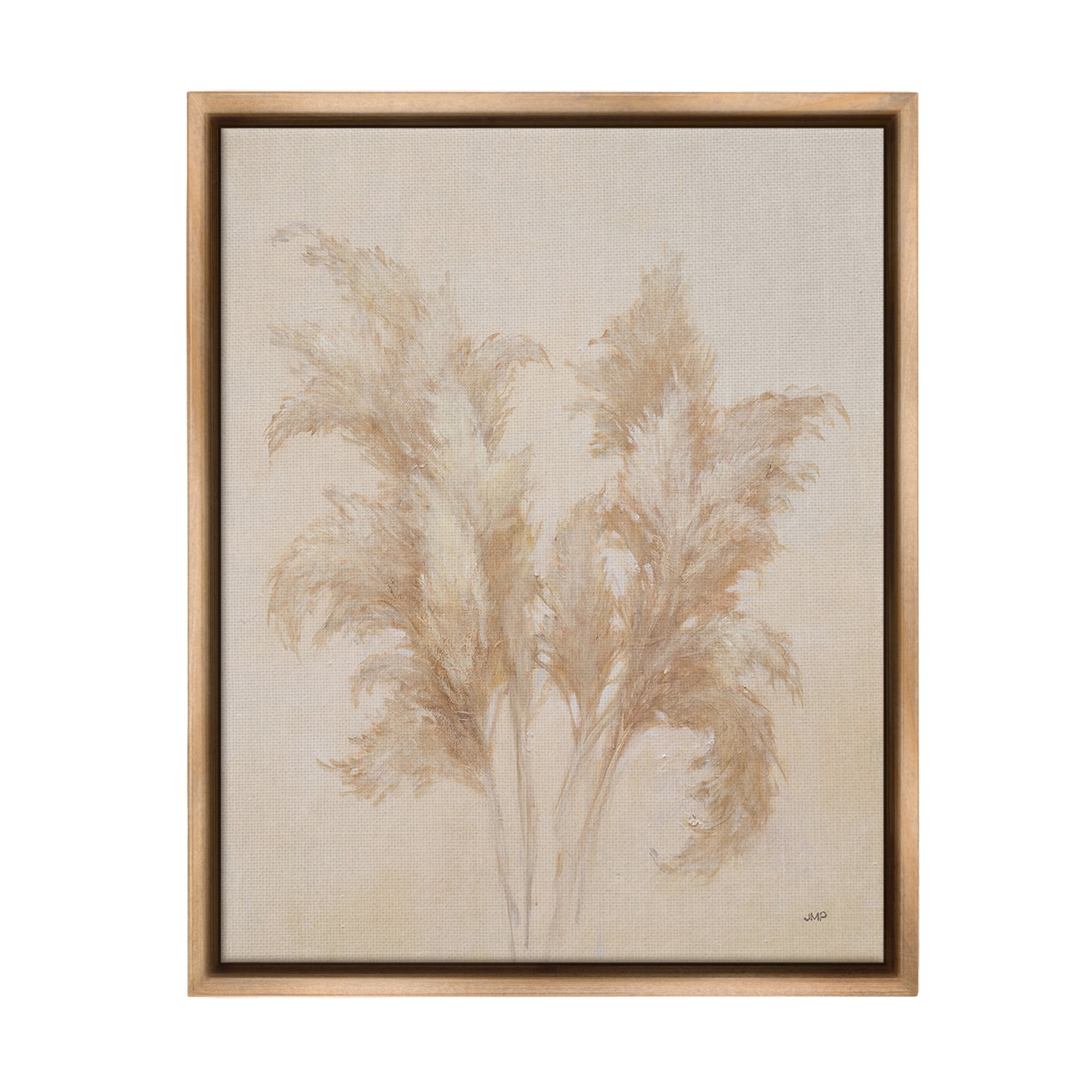 Stupell Industries Traditional Pampas Grass Botanical & Floral Painting Brown Floater Framed Canvas Art Print Wall Art, 25 x 31