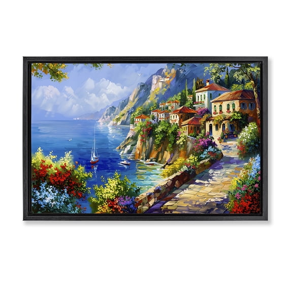 Stupell Industries Traditional Panoramic Mountain View Black Floating Frame Canvas Art, 25 x 17, by LSR Design Studio