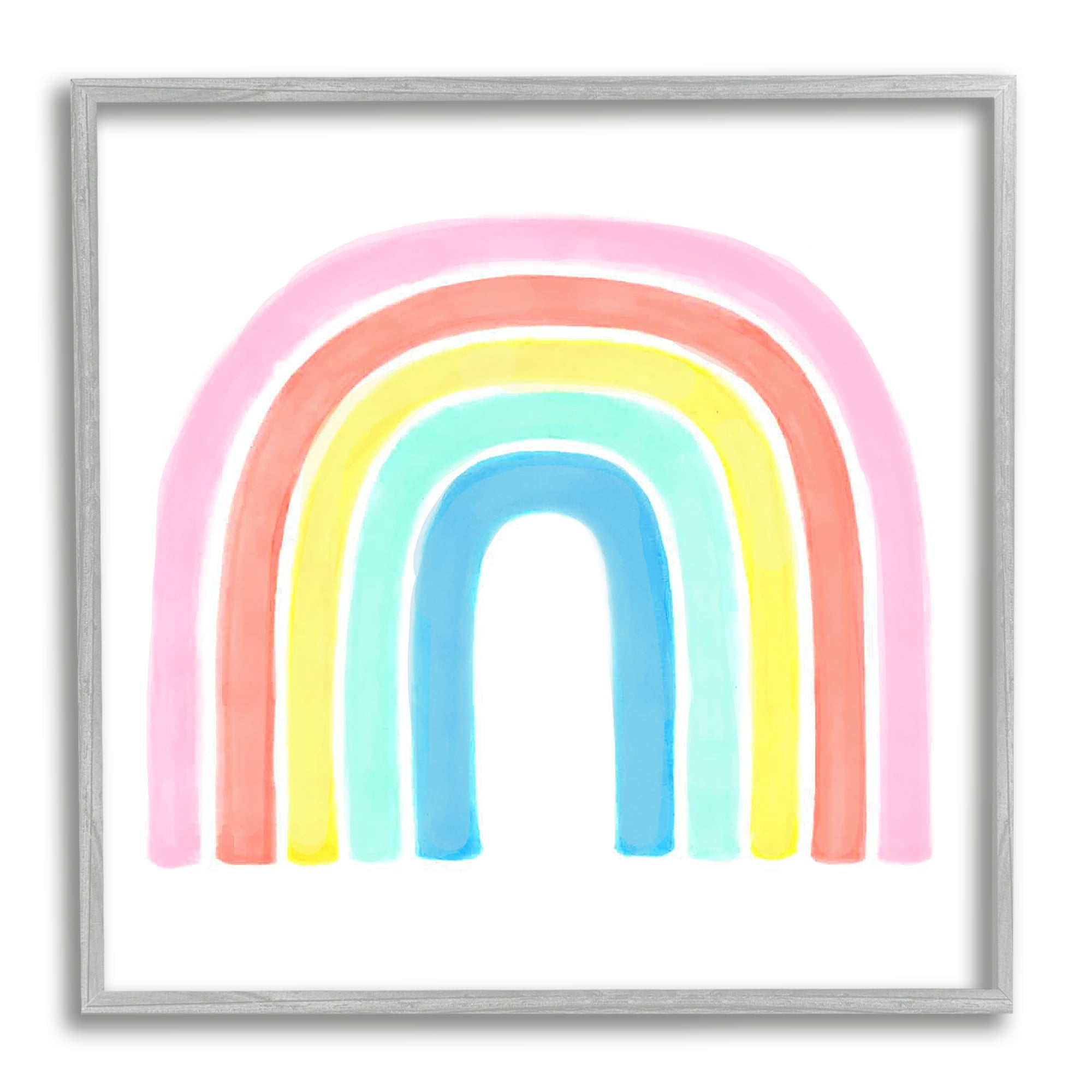 Stupell Industries Traditional Pastel Arch Rainbow Children's Striped Pattern Graphic Art Gray Framed Art Print Wall Art, 17x17, by Reesa Qualia