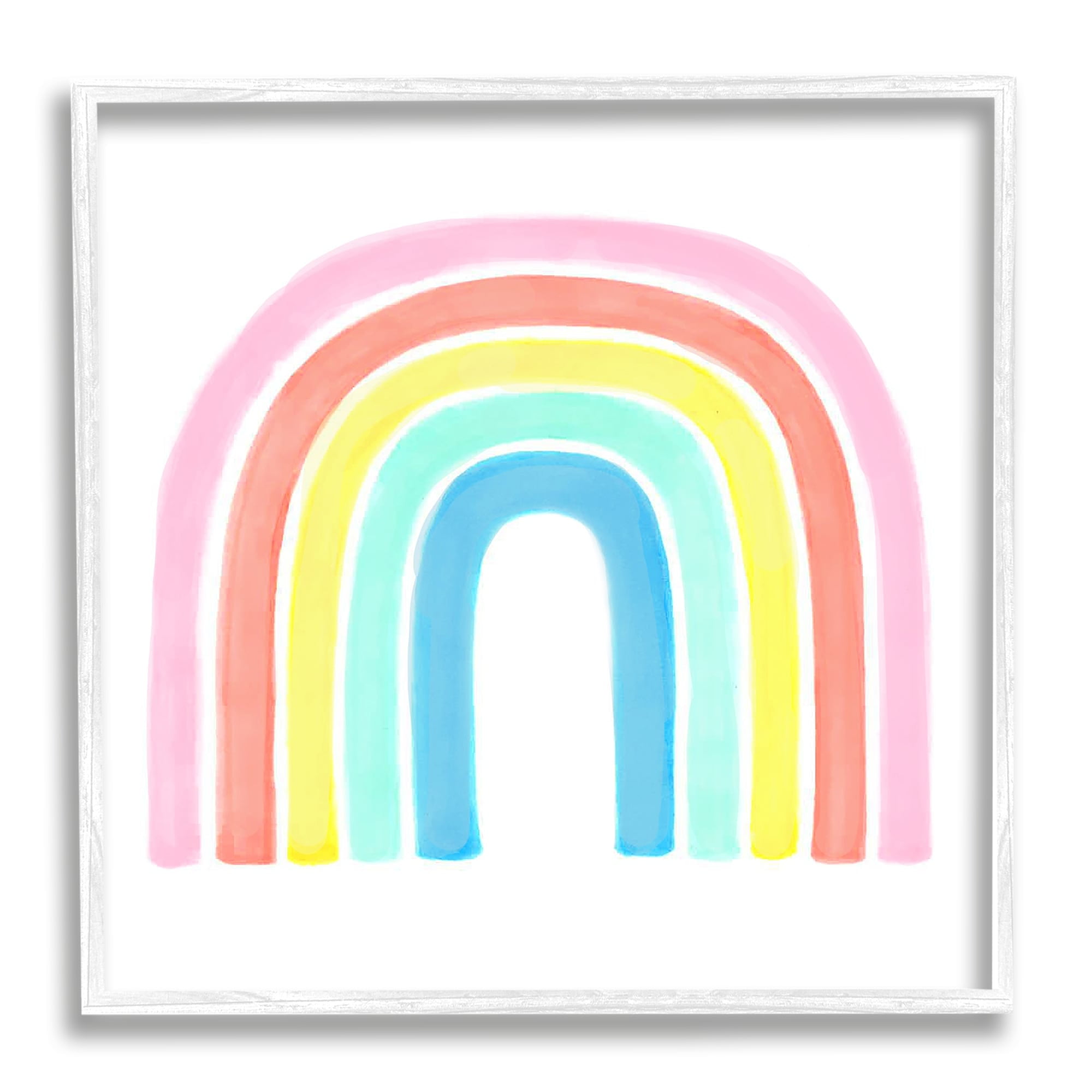 Stupell Industries Traditional Pastel Arch Rainbow Children's Striped Pattern Graphic Art White Framed Art Print Wall Art, 17x17, by Reesa Qualia