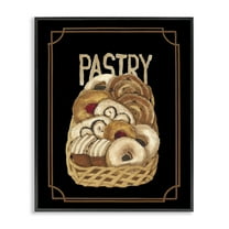 Stupell Industries Traditional Pasty Basket Food & Beverage Painting Black Framed Art Print Wall Art, 11 x 14