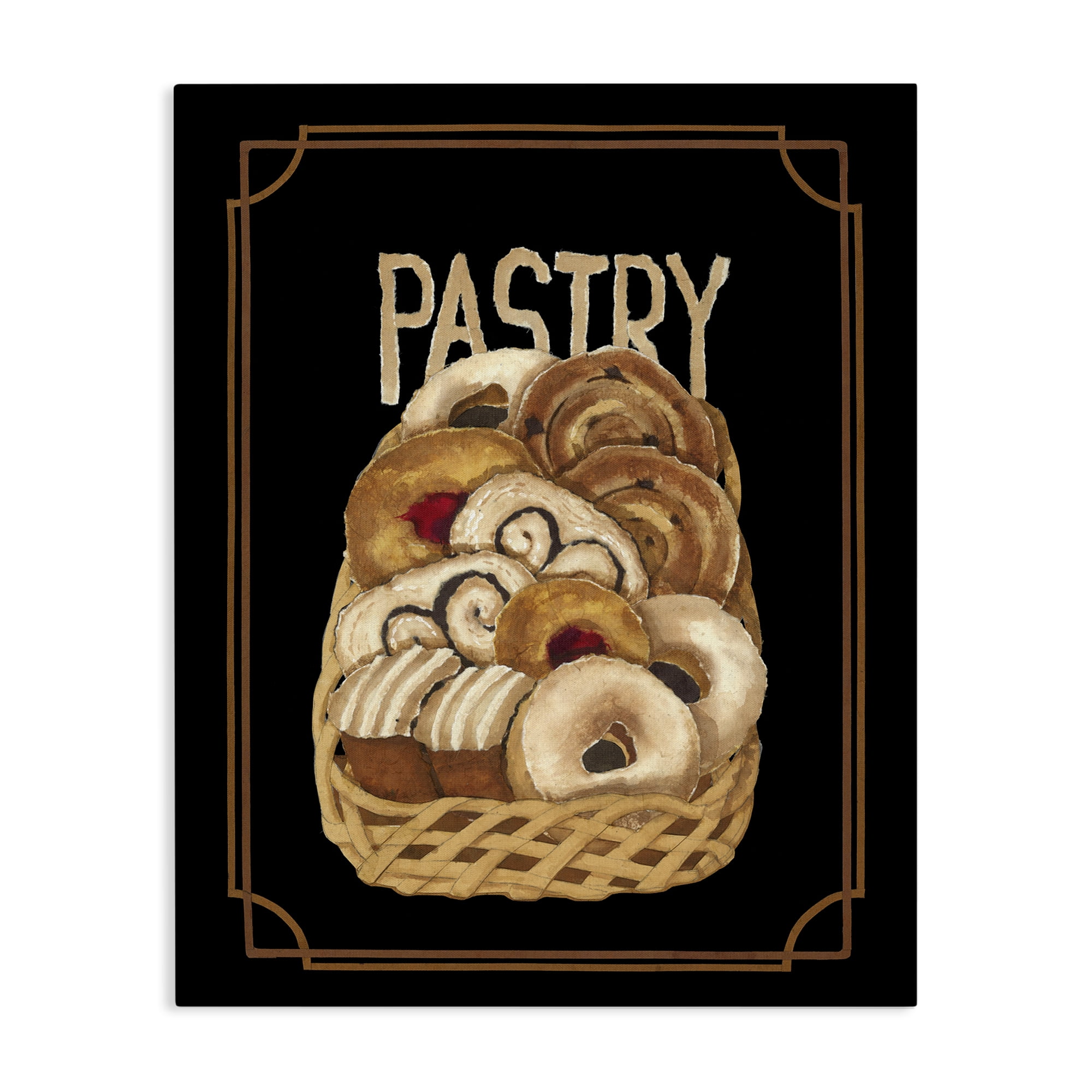 Stupell Industries Traditional Pasty Basket Food & Beverage Painting Gallery Wrapped Canvas Art Print Wall Art, 36 x 48