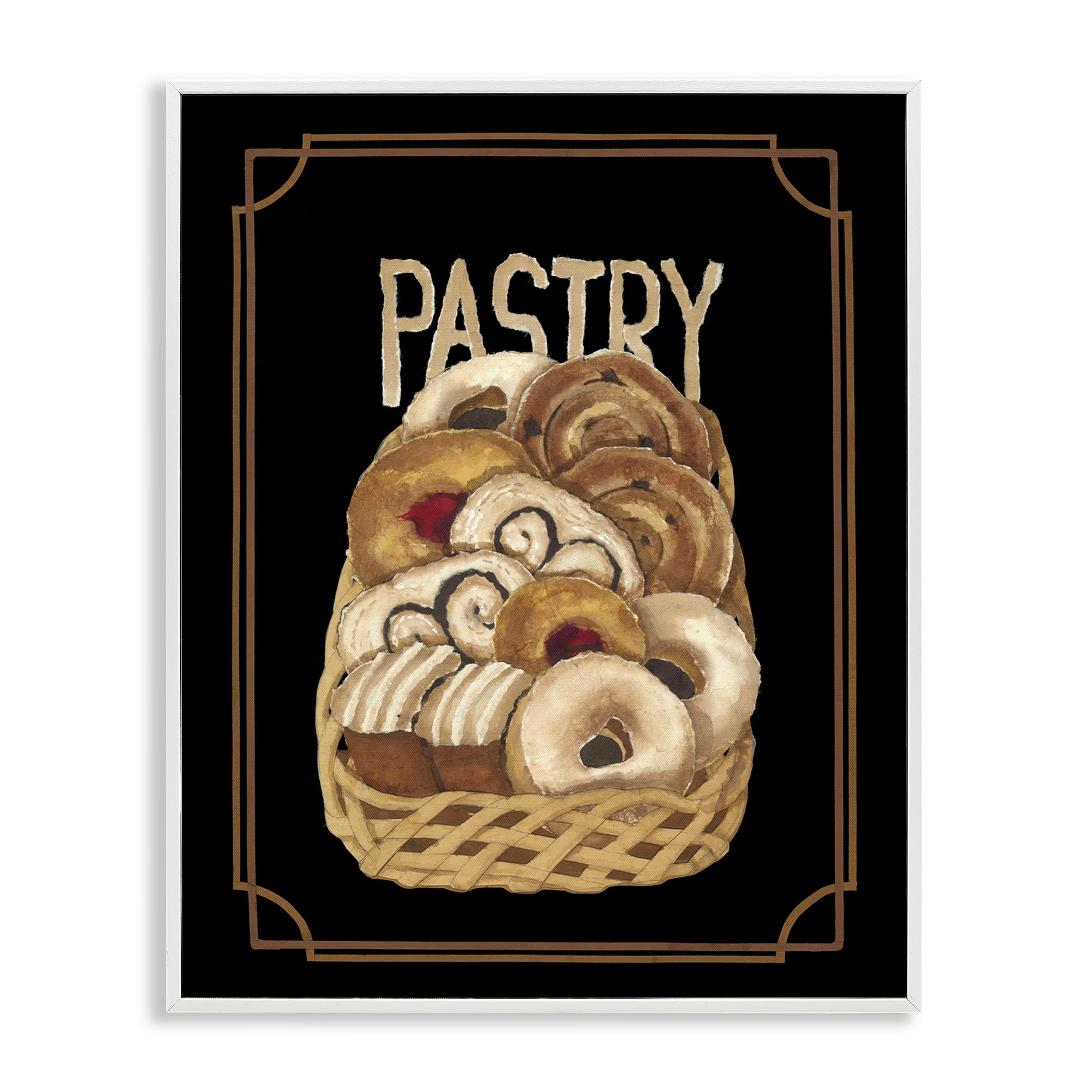 Stupell Industries Traditional Pasty Basket Food & Beverage Painting White Framed Art Print Wall Art, 24 x 30