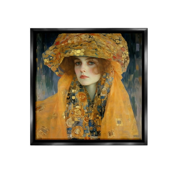 Stupell Industries Traditional Patterned Portrait Abstract Painting Black Floater Framed Canvas Art Print Wall Art, 18 x 18