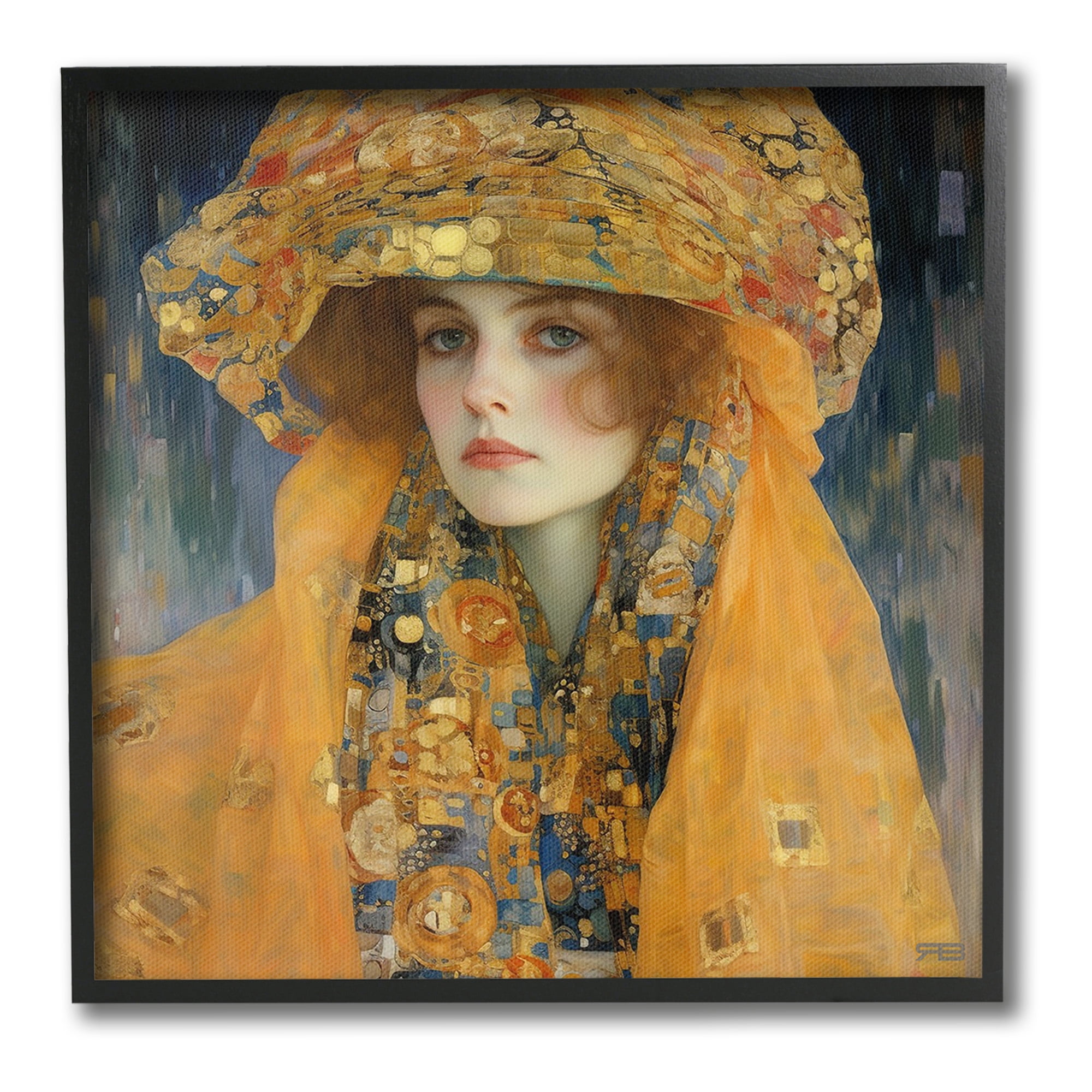 Stupell Industries Traditional Patterned Portrait Abstract Painting Black Framed Art Print Wall Art, 12 x 12