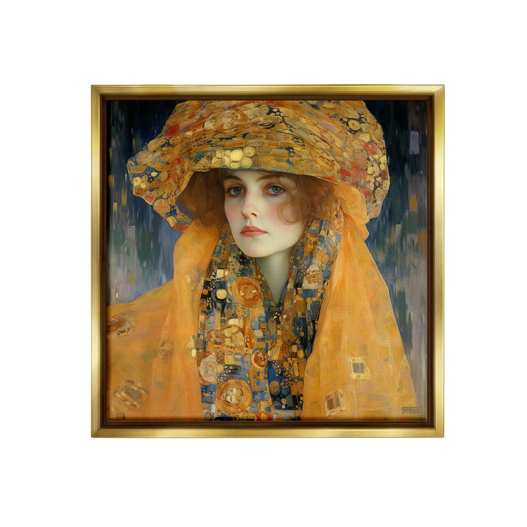 Stupell Industries Traditional Patterned Portrait Abstract Painting Gold Floater Framed Canvas Art Print Wall Art, 25 x 25