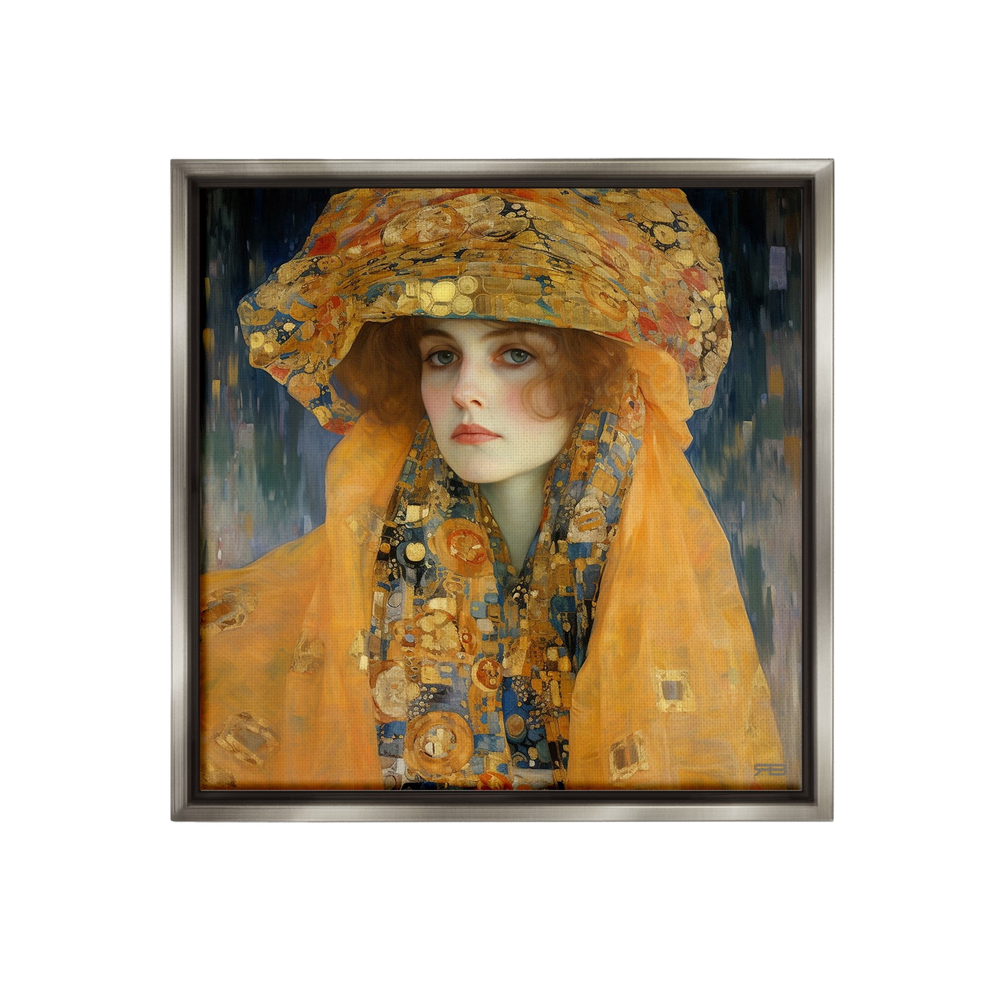 Stupell Industries Traditional Patterned Portrait Abstract Painting Gray Floater Framed Canvas Art Print Wall Art, 25 x 25