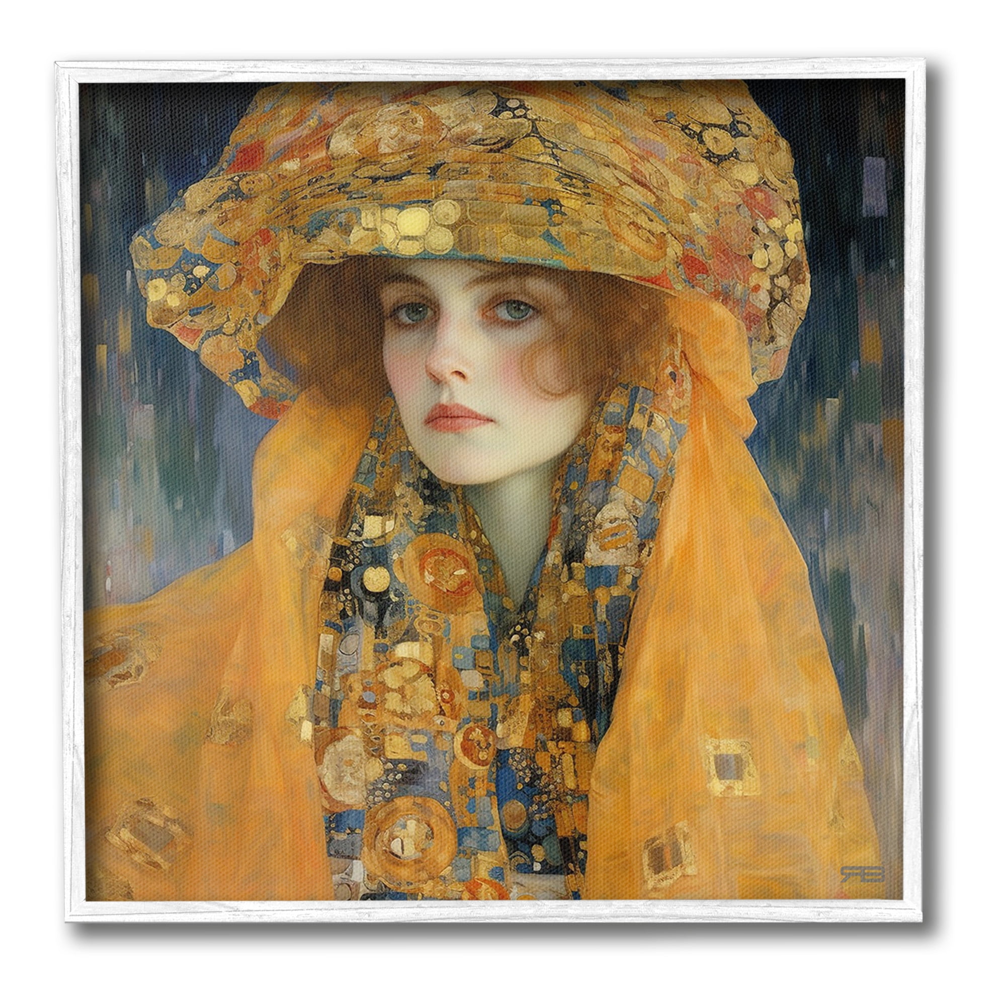 Stupell Industries Traditional Patterned Portrait Abstract Painting White Framed Art Print Wall Art, 24 x 24