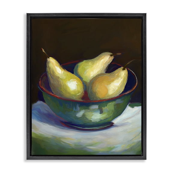 Stupell Industries Traditional Pear Bowl Food & Beverage Painting Black Floater Framed Art Print Wall Art, 17 x 21