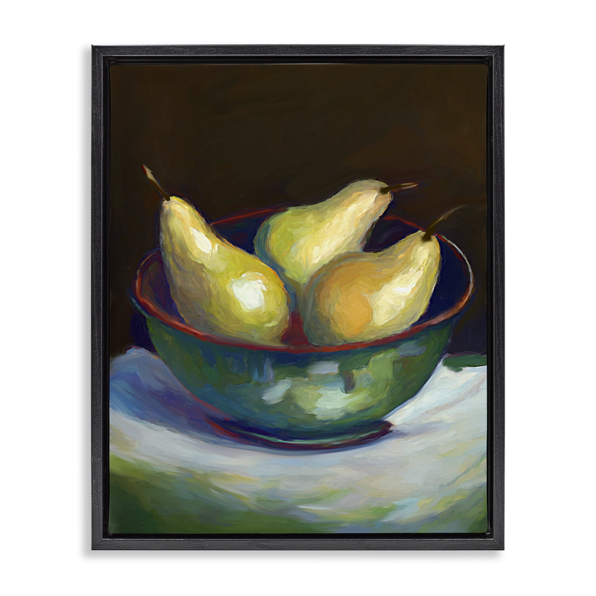 Stupell Industries Traditional Pear Bowl Food & Beverage Painting Black Floater Framed Art Print Wall Art, 25 x 31