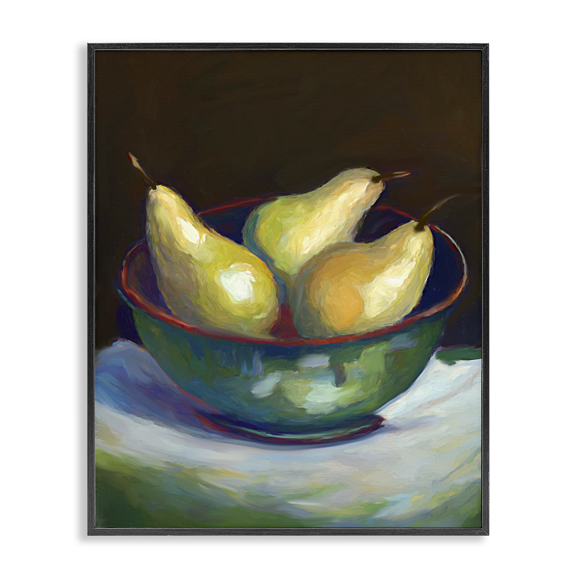 Stupell Industries Traditional Pear Bowl Food & Beverage Painting Black Framed Art Print Wall Art, 11 x 14