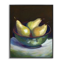 Stupell Industries Traditional Pear Bowl Food & Beverage Painting Black Framed Art Print Wall Art, 11 x 14