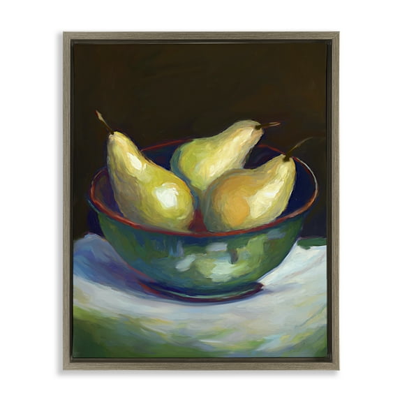 Stupell Industries Traditional Pear Bowl Food & Beverage Painting Brown Floater Framed Art Print Wall Art, 25 x 31