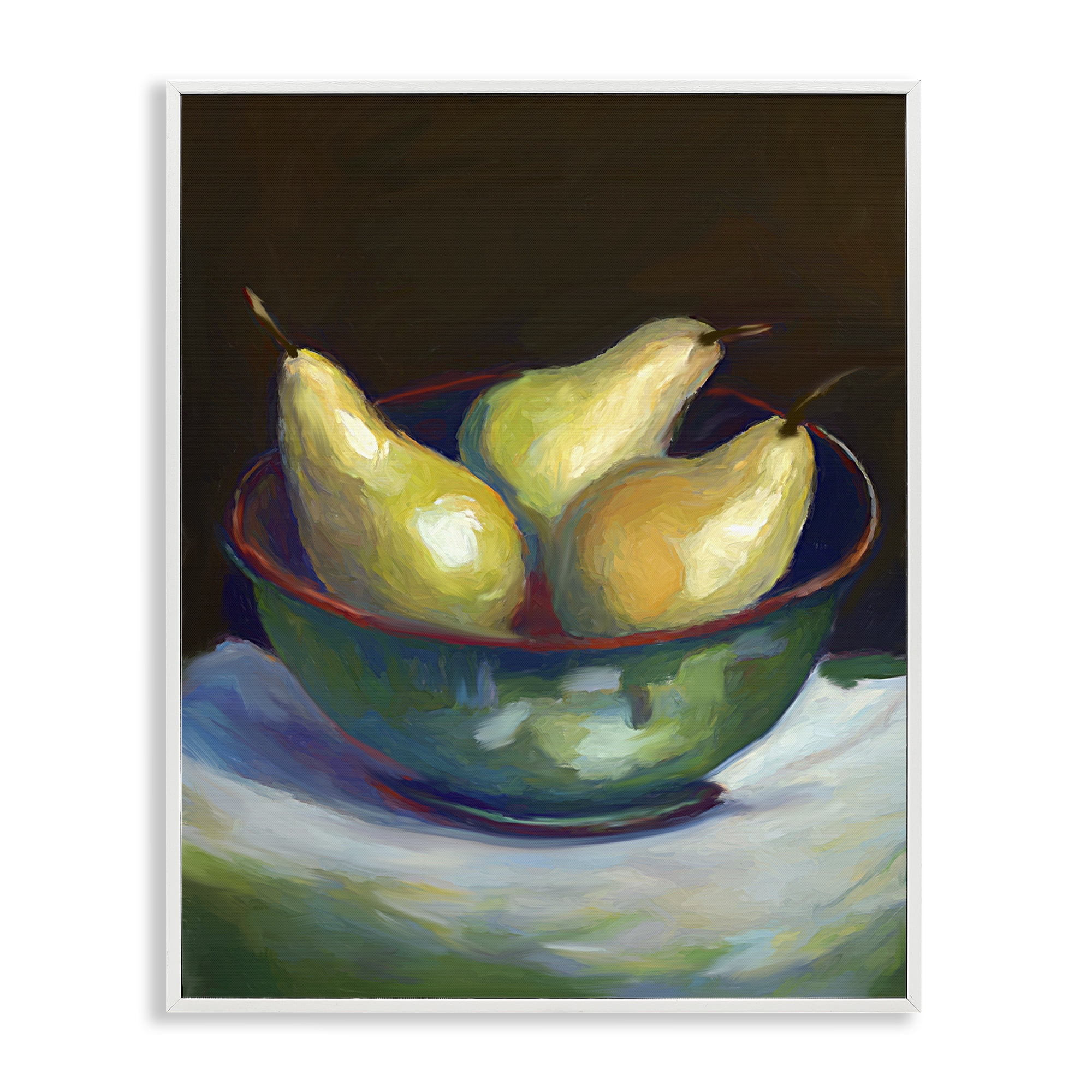 Stupell Industries Traditional Pear Bowl Food & Beverage Painting White Framed Art Print Wall Art, 16 x 20