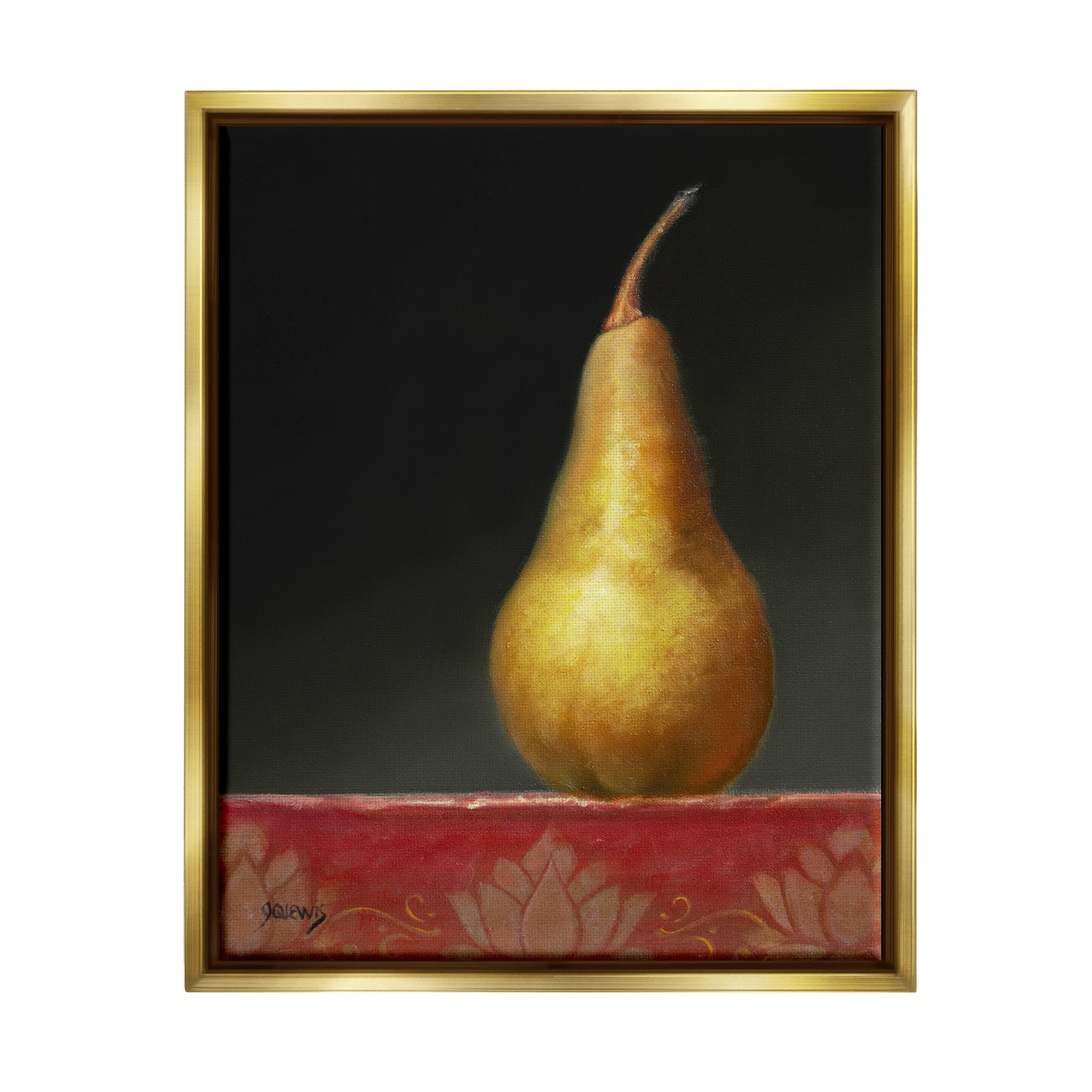 Stupell Industries Traditional Pear Still Life Food & Beverage Painting Gold Floater Framed Art Print Wall Art