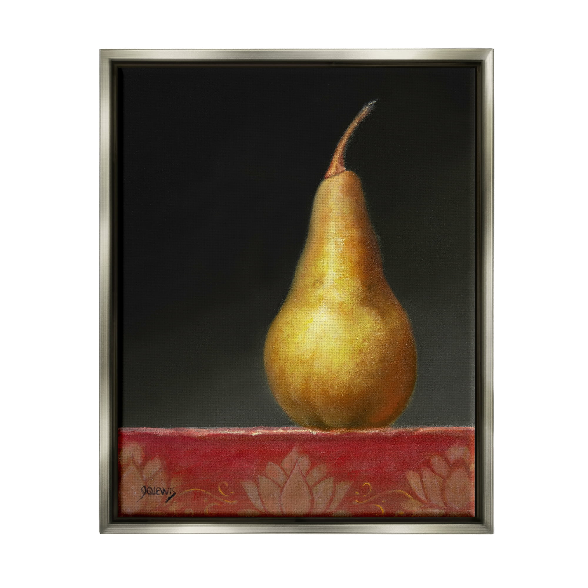 Stupell Industries Traditional Pear Still Life Food & Beverage Painting Gray Floater Framed Art Print Wall Art