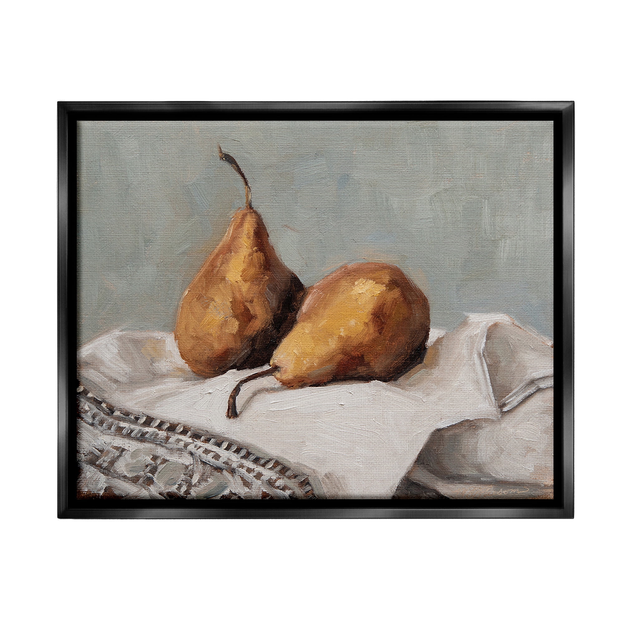 Stupell Industries Traditional Pears Still Life Food & Beverage Painting Black Floater Framed Canvas Art Print Wall Art, 31 x 25