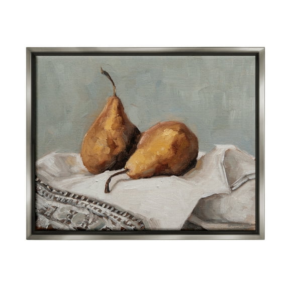 Stupell Industries Traditional Pears Still Life Food & Beverage Painting Gray Floater Framed Canvas Art Print Wall Art, 31 x 25