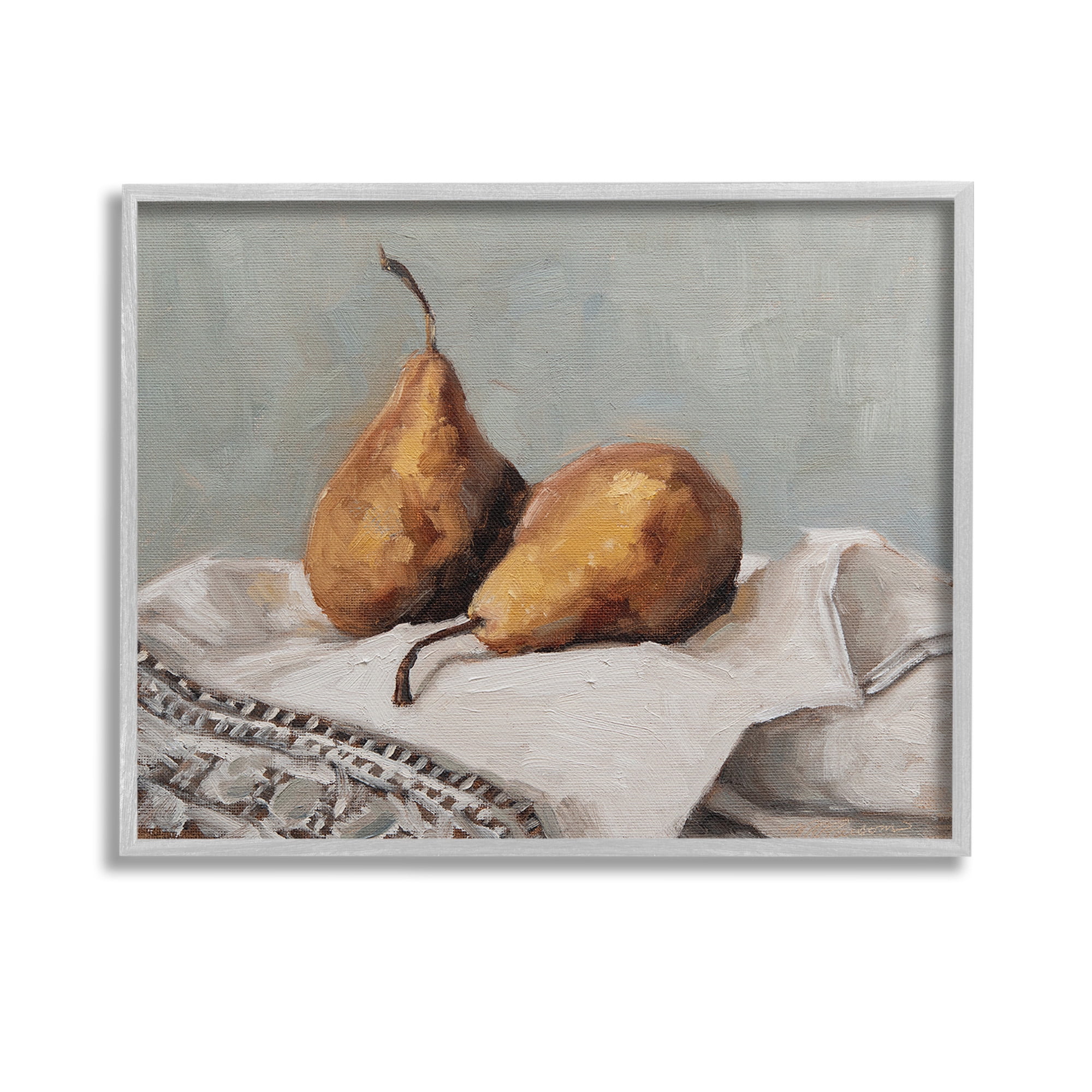 Gray Framed Traditional Pears Still Life Canvas Print, 14 x 11