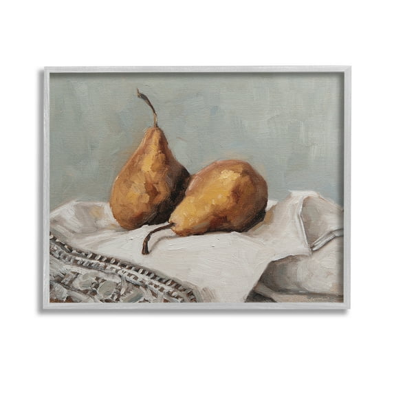 Stupell Industries Traditional Pears Still Life Food & Beverage Painting Gray Framed Art Print Wall Art, 14 x 11