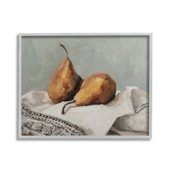 Stupell Industries Traditional Pears Still Life Food & Beverage Painting Gray Framed Art Print Wall Art, 20 x 16
