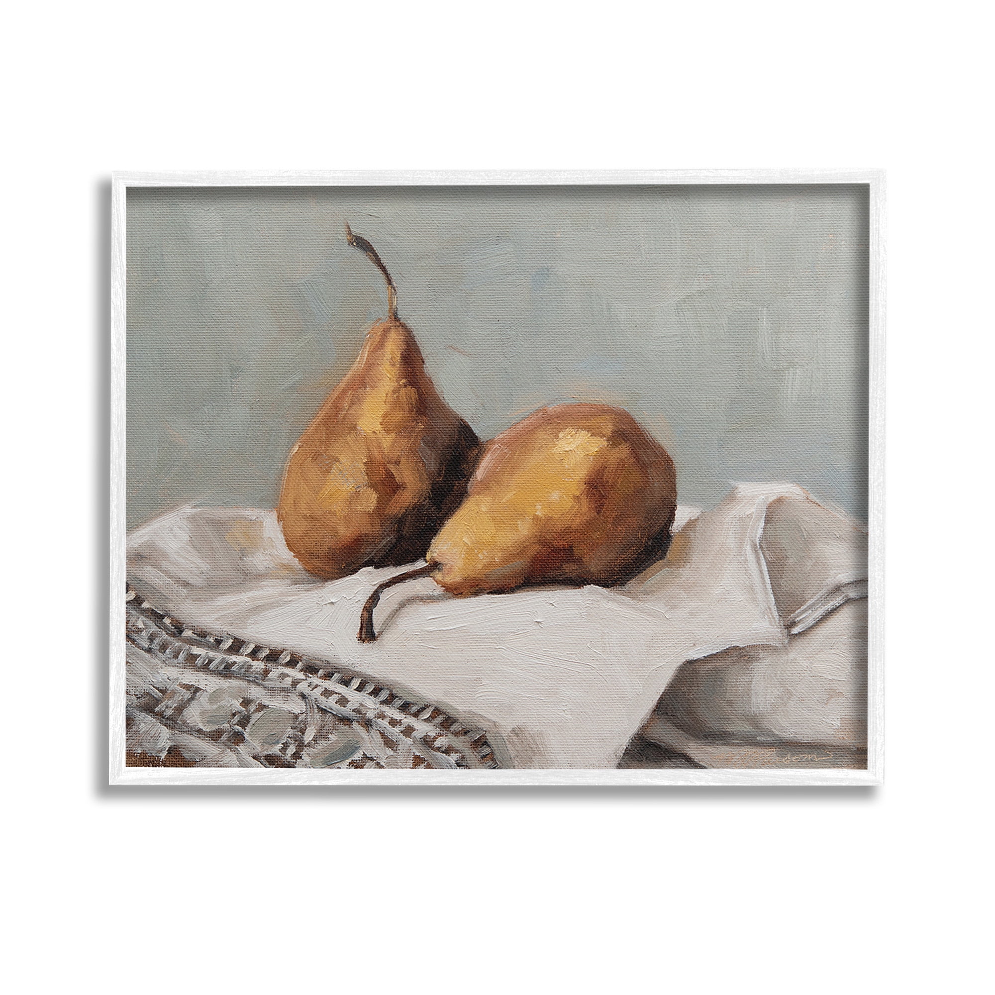 Stupell Industries Traditional Pears Still Life Food & Beverage Painting White Framed Art Print Wall Art, 14 x 11