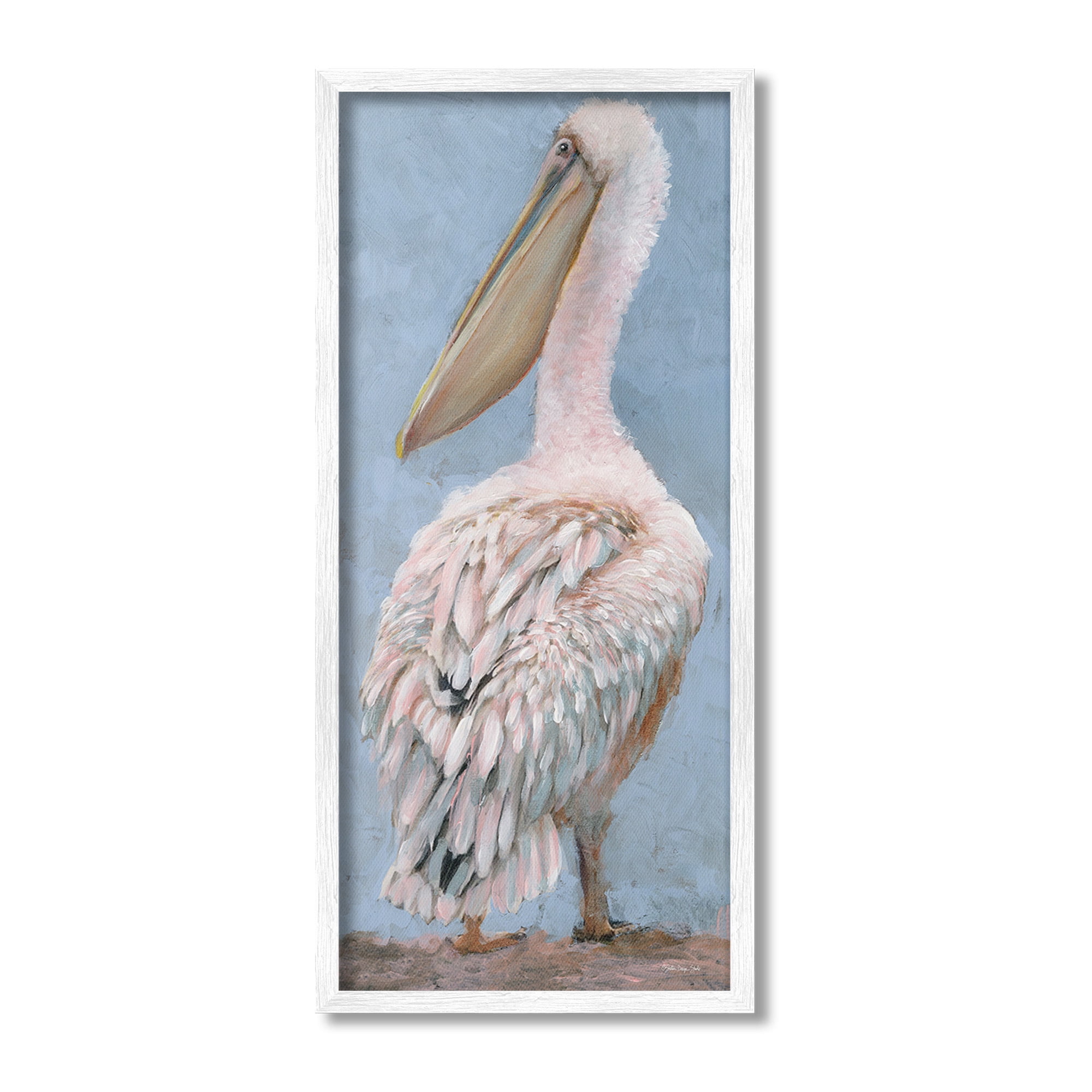 Stupell Industries Traditional Pelican View Animals & Insects Painting White Framed Art Print Wall Art, 13 x 30
