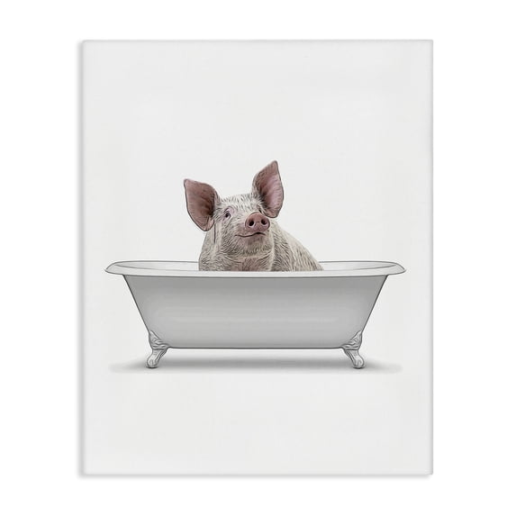 Stupell Industries Farmhouse Traditional Pig in Bath Canvas Art, 24 x 30, by Annalisa Latella